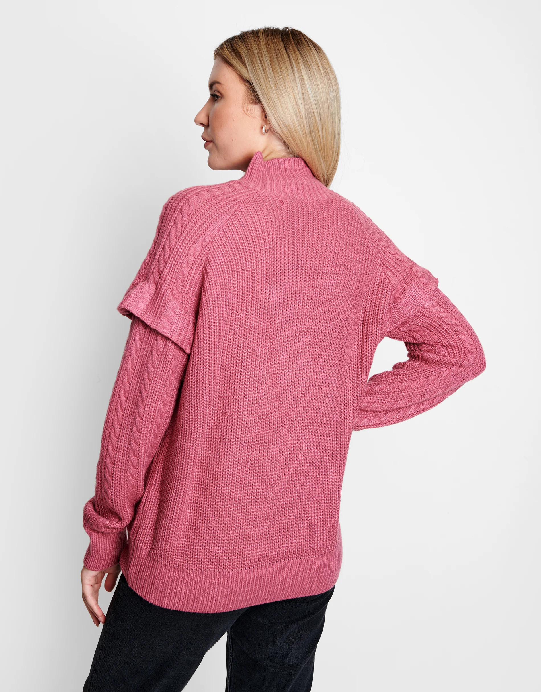 Turtle Neck Jumper in Pink - Image 4