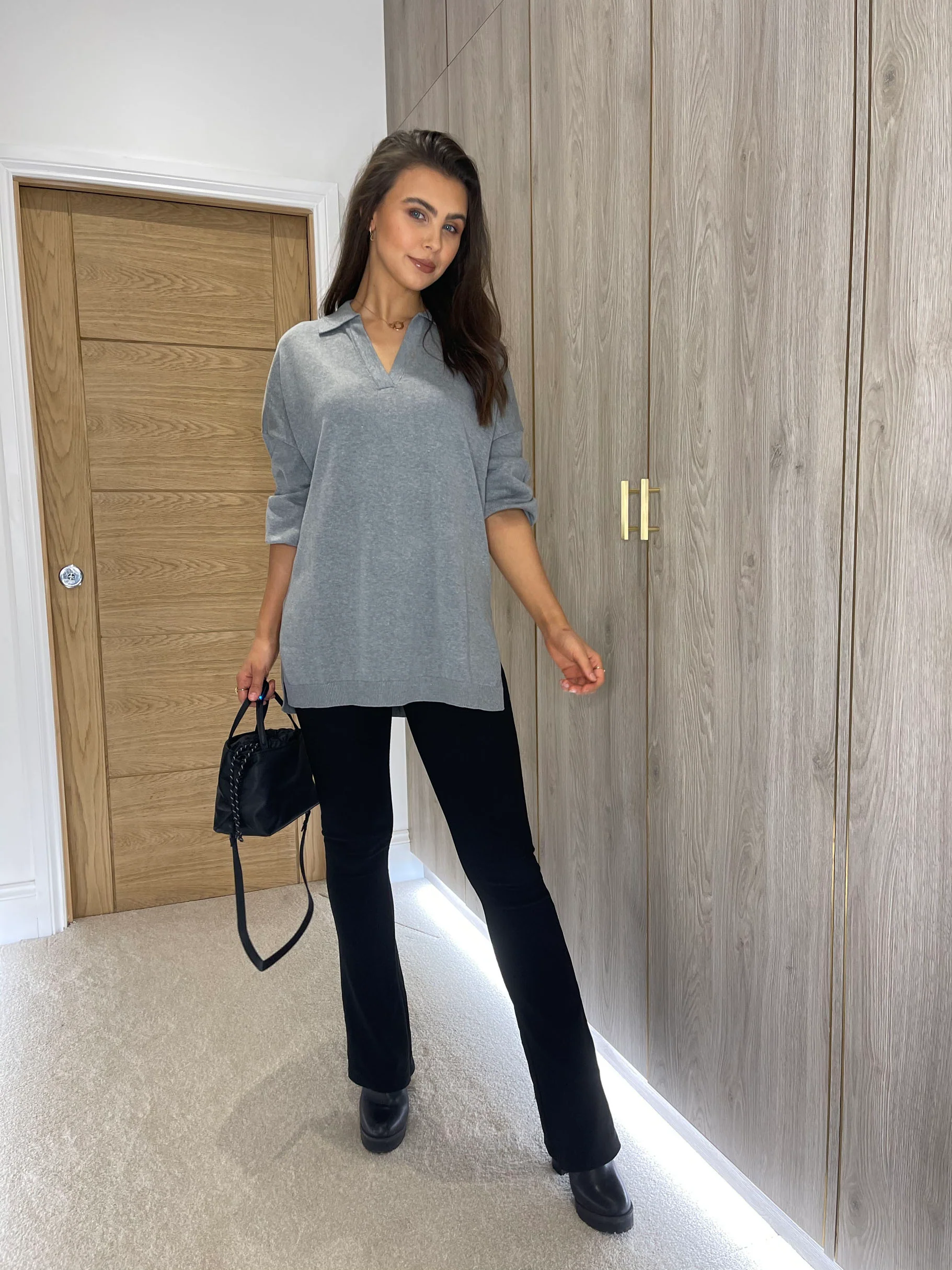 Grey Rugby Style Top in Grey Marl