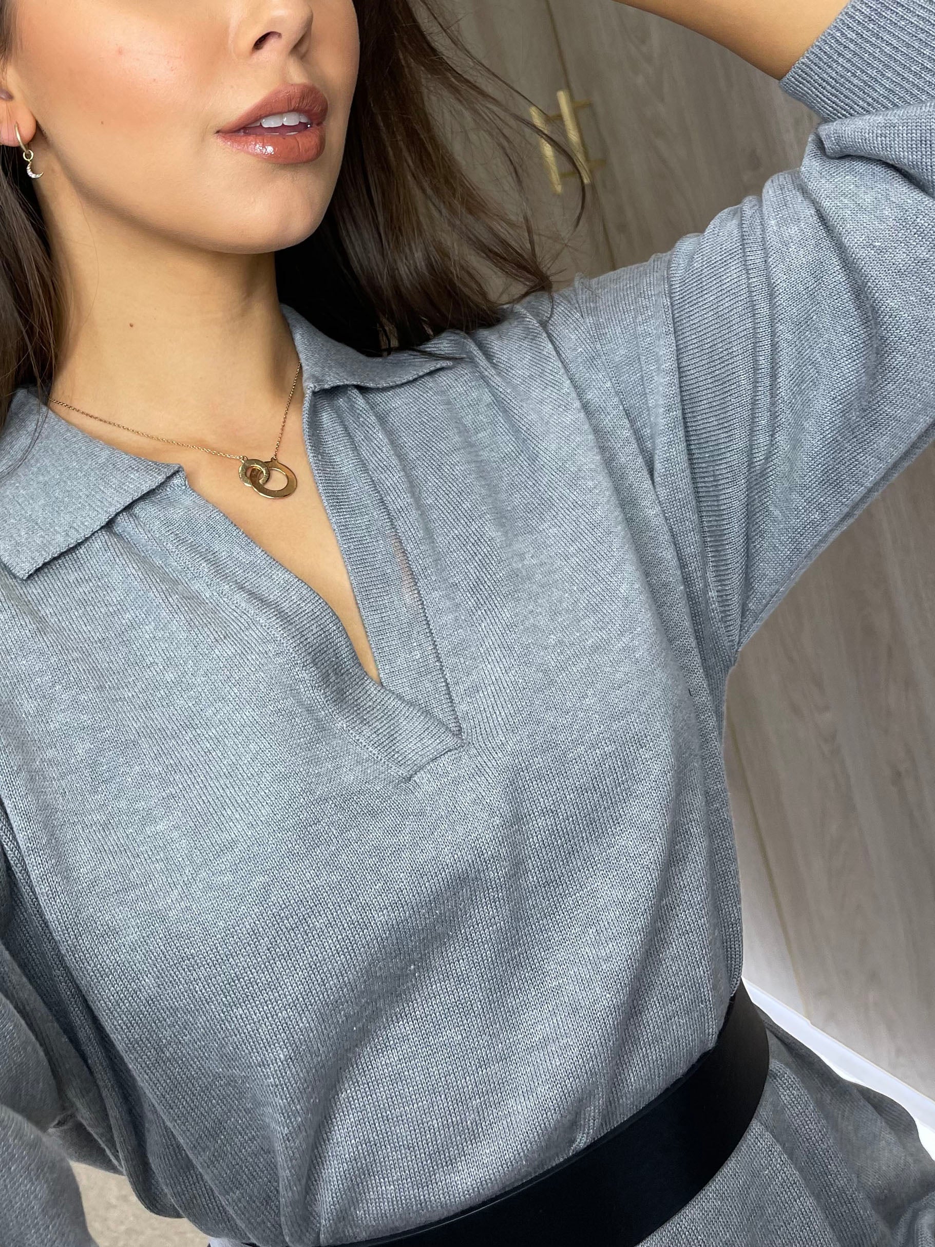 Grey Rugby Style Top in Grey Marl - Image 4