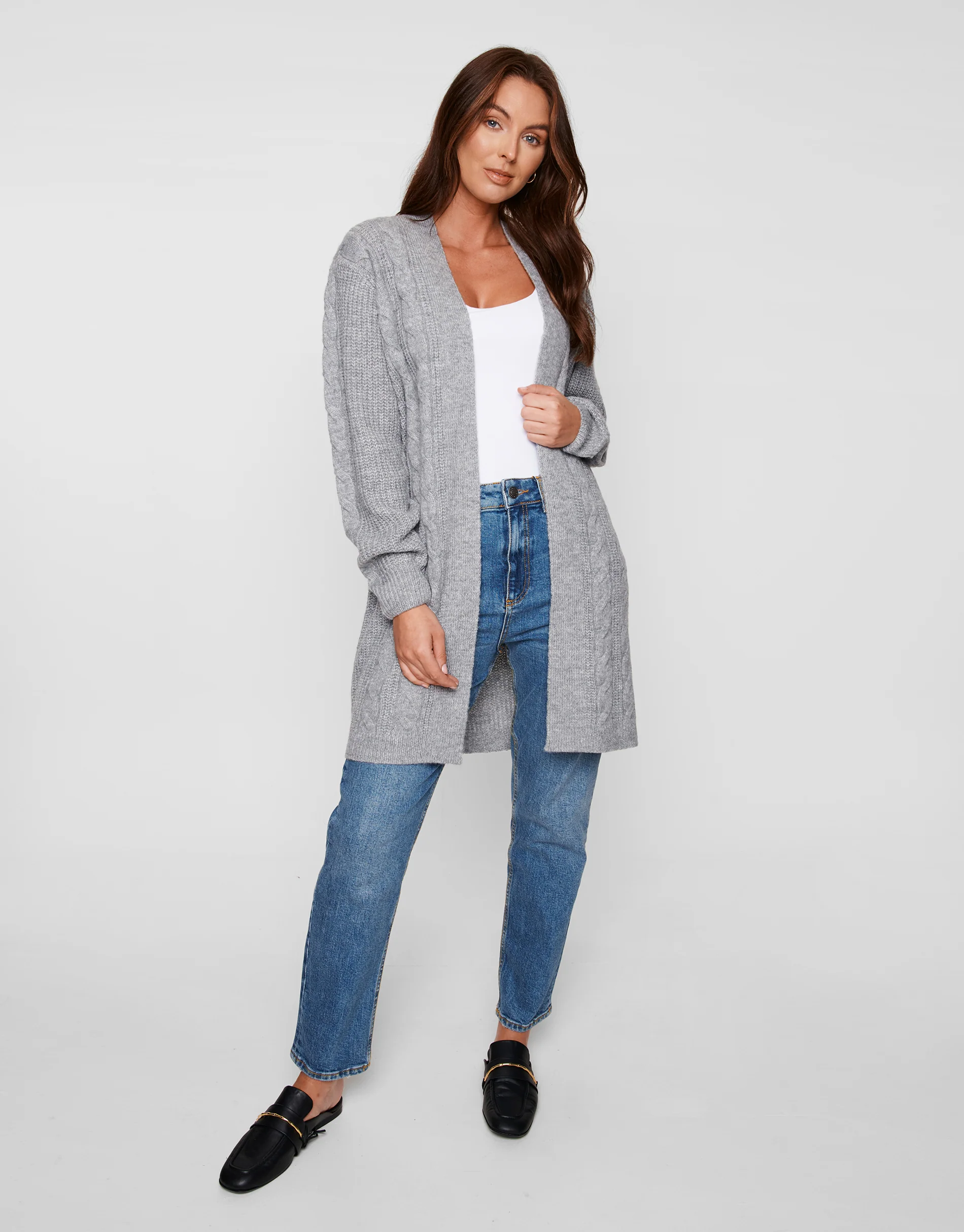 Cable Knit Cardigan in Grey - Image 5