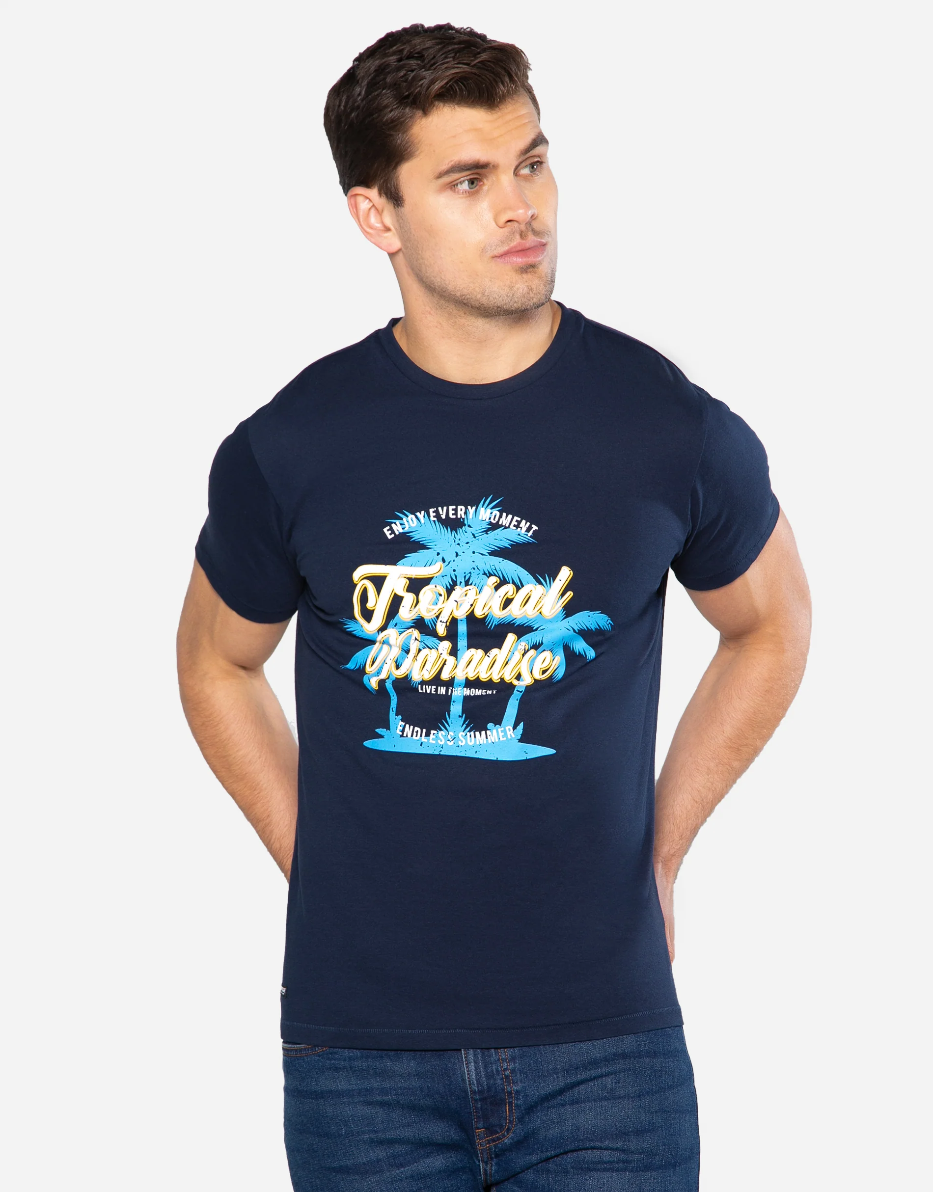 2 Pack Blue Mix Crew Neck Short Sleeve T-Shirts in Blue/Navy - Image 2