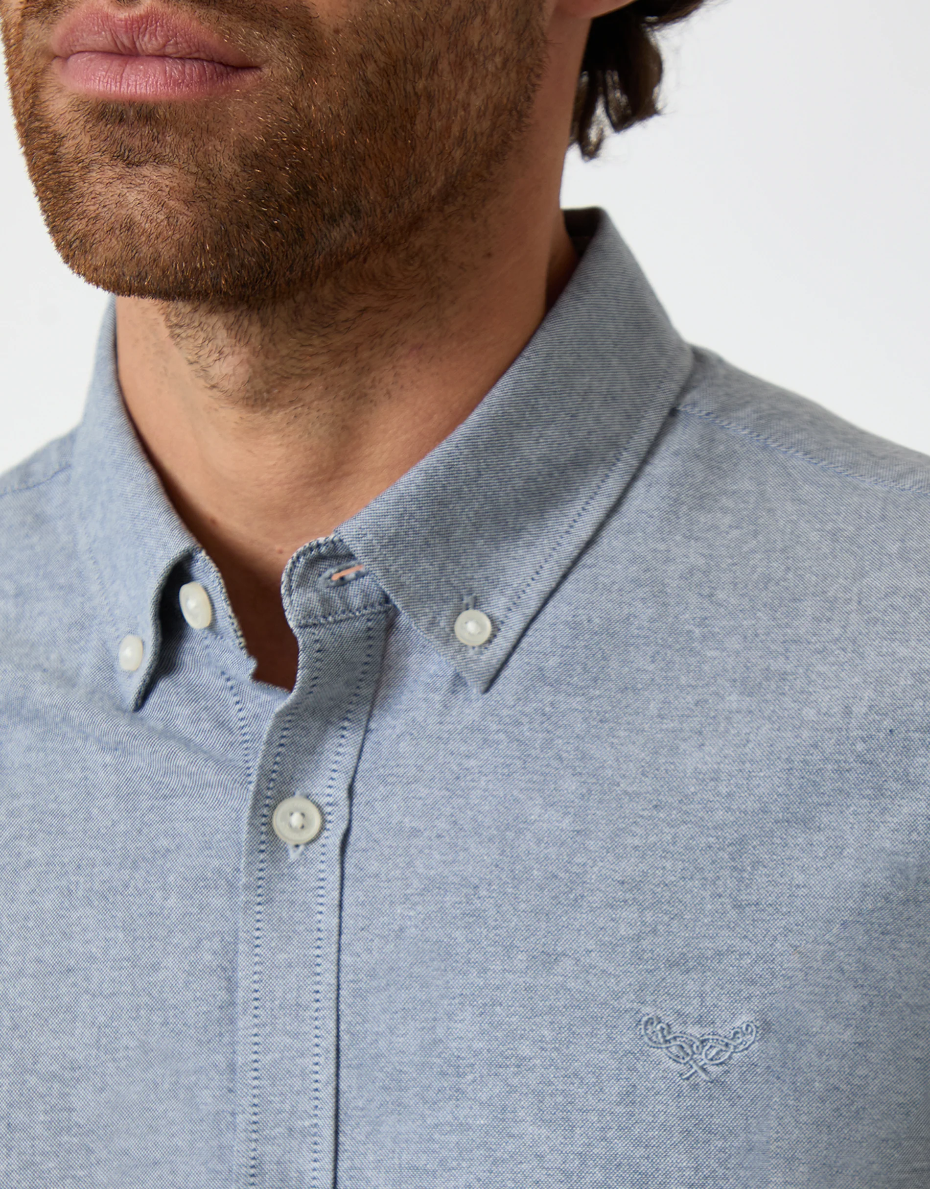 Cotton Long Sleeve Shirt in Blue - Image 4