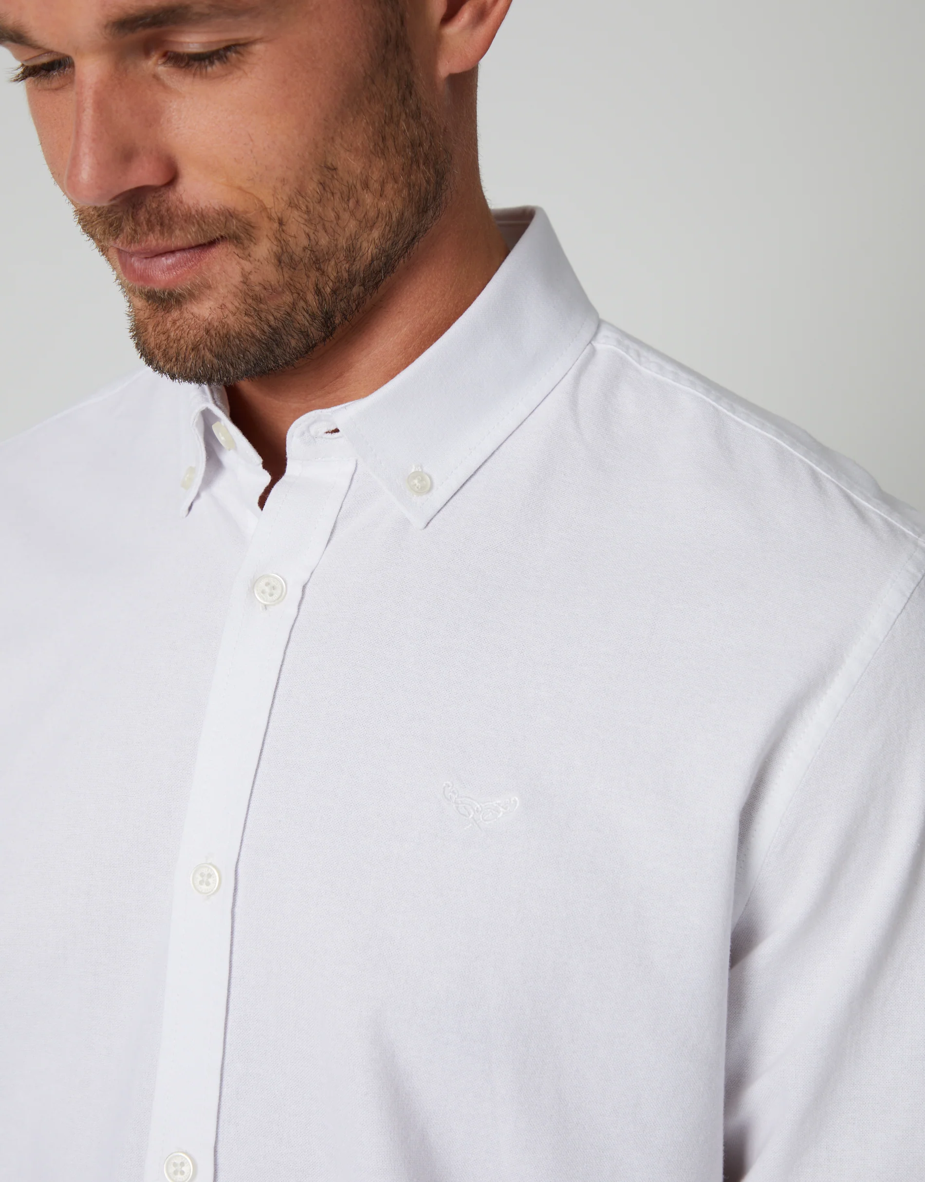 Cotton Long Sleeve Shirt in White - Image 4