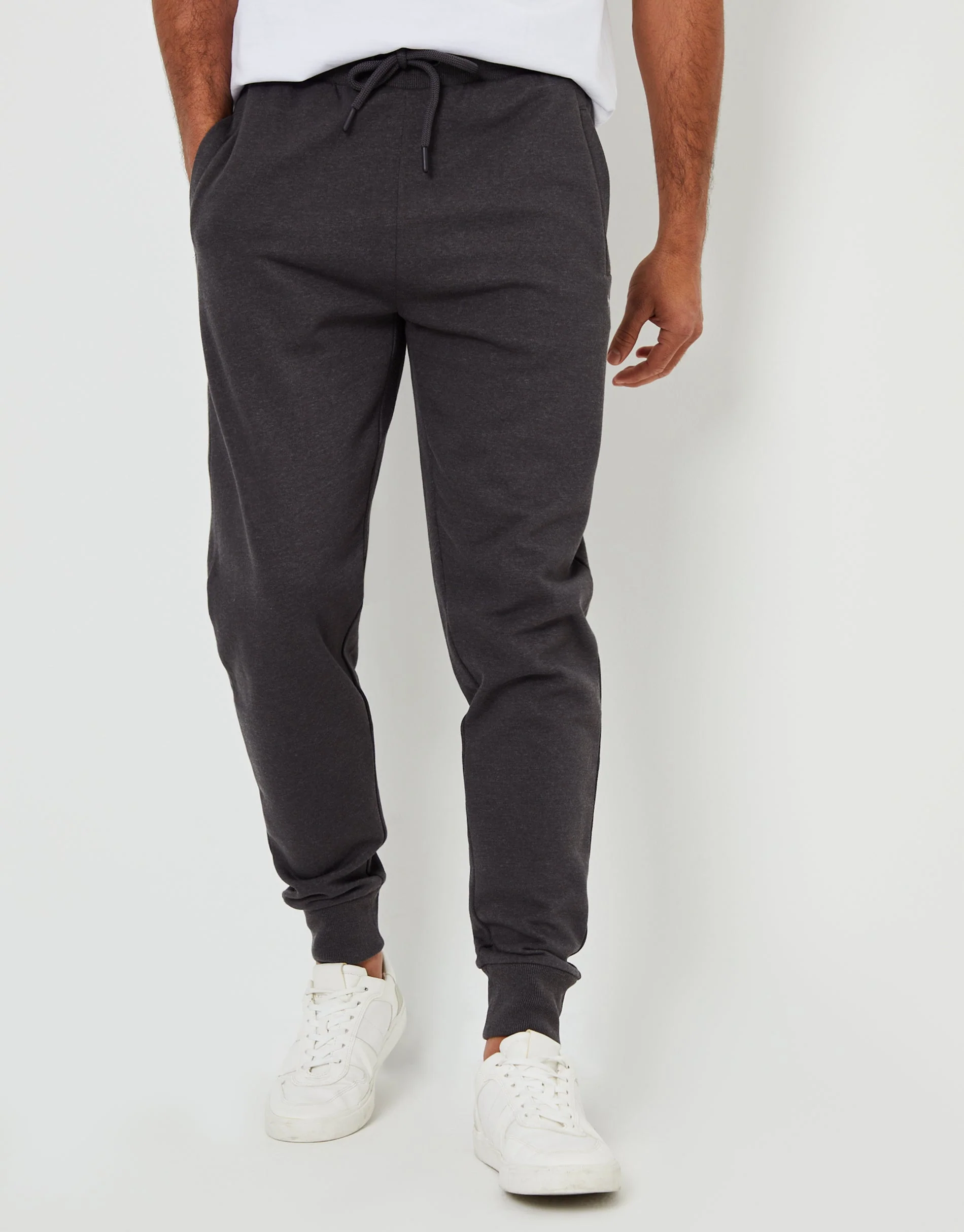 2 Pack Regular Fit Joggers in Black & Charcoal Marl - Image 2