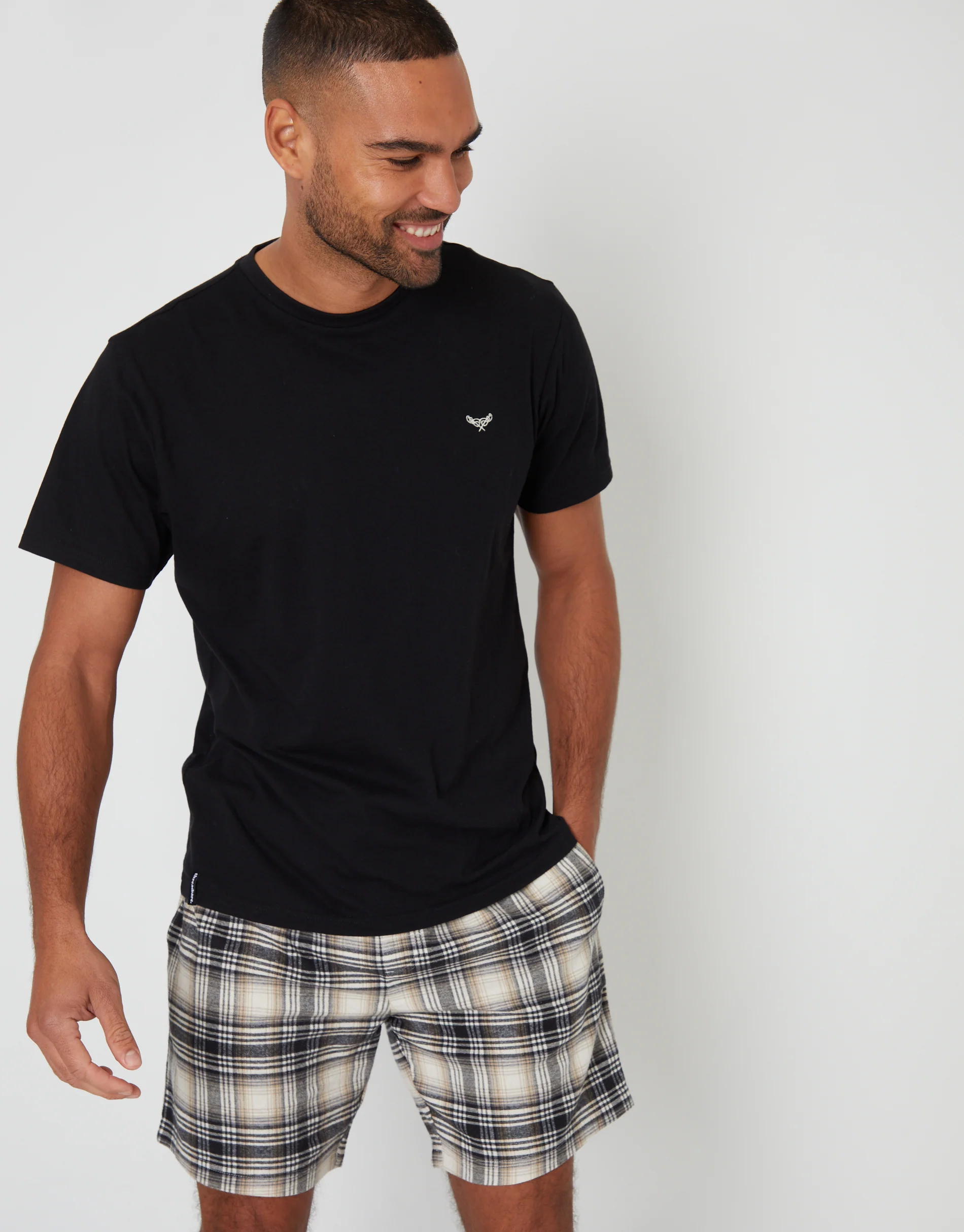 Shortie Pyjama Set in Black Check