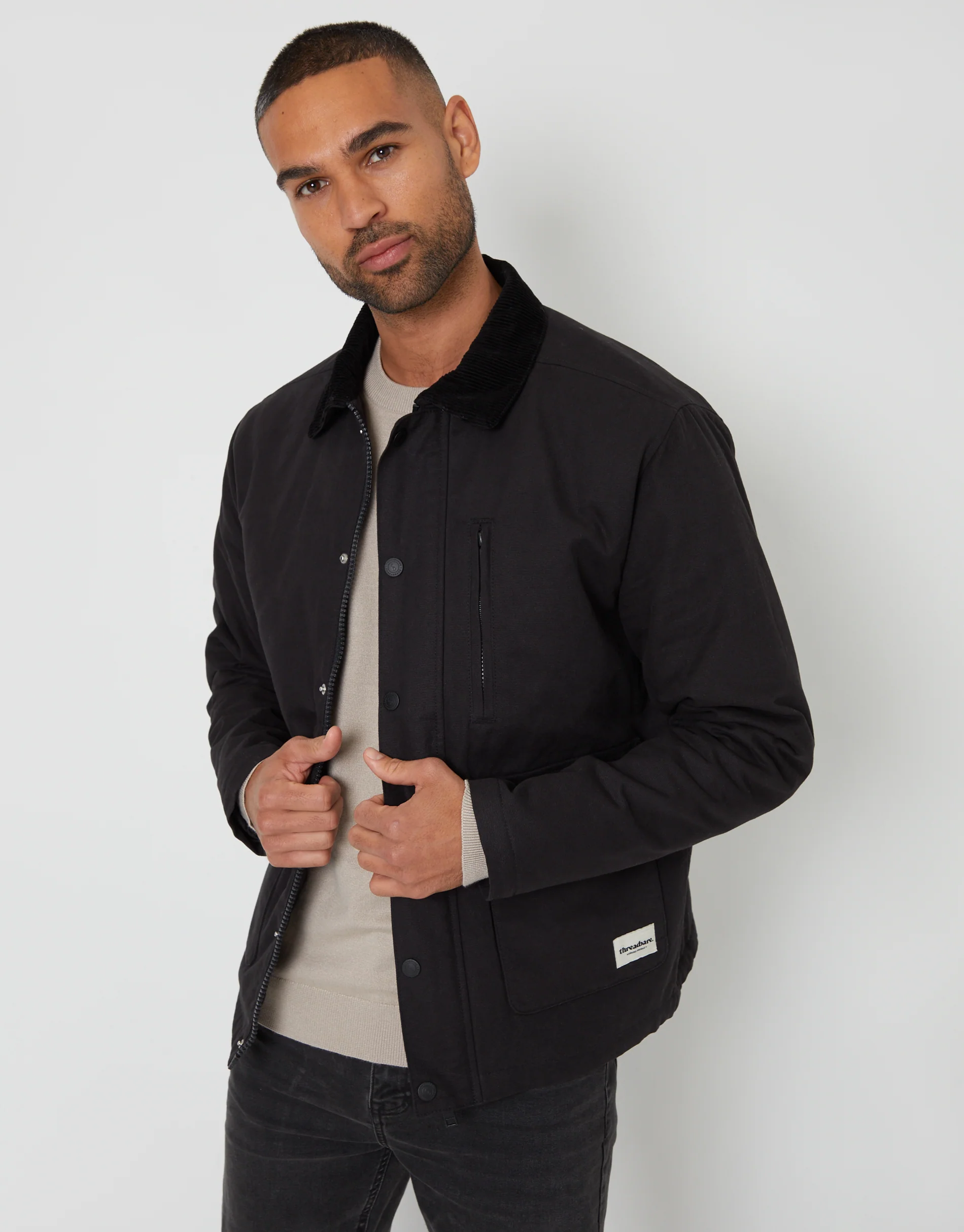 Collared Lightweight Jacket in Black