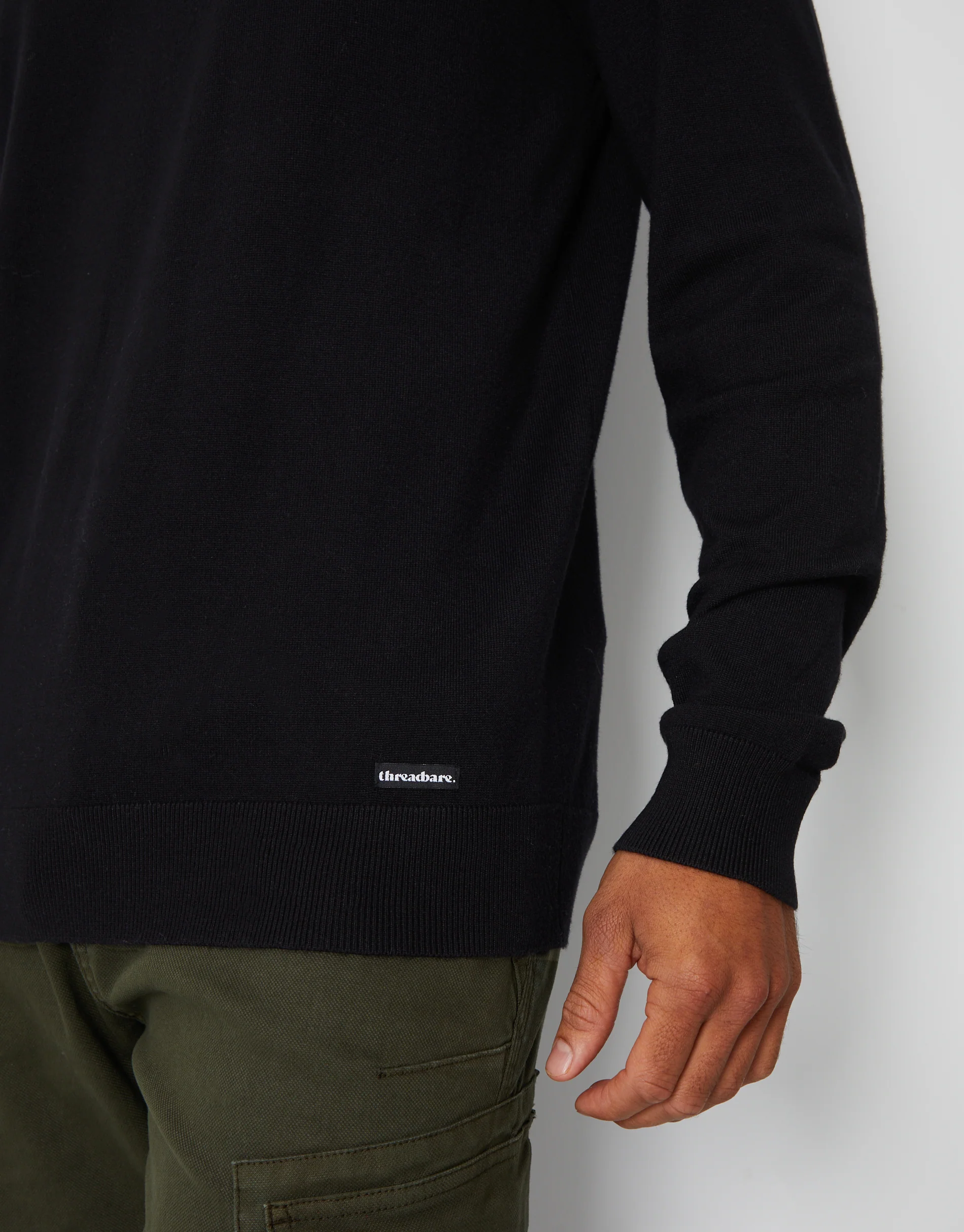 Crew Neck Knitted Jumper in Black - Image 4