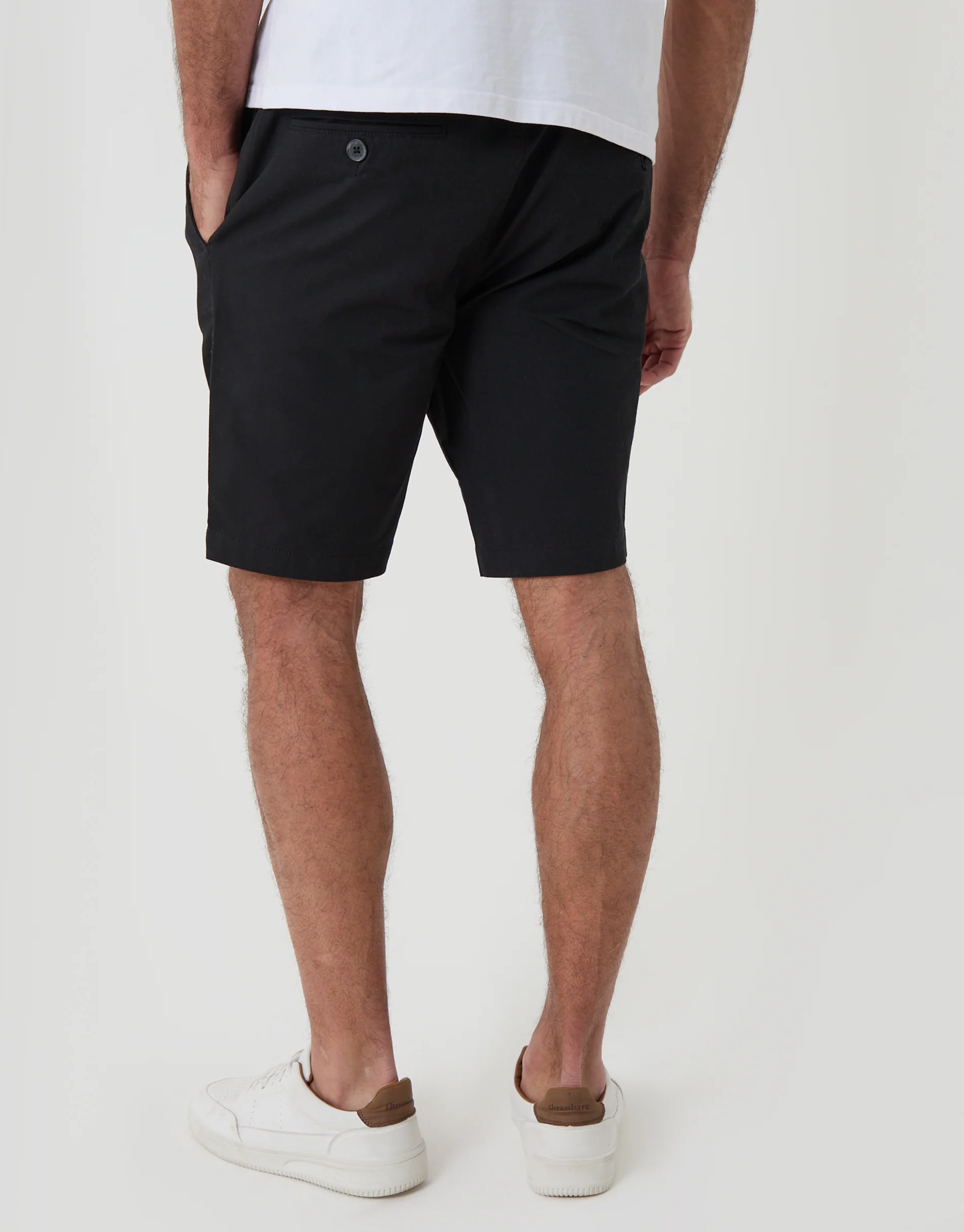 Regular Fit Elasticated Waist Stretch Chino Shorts in Black - Image 3