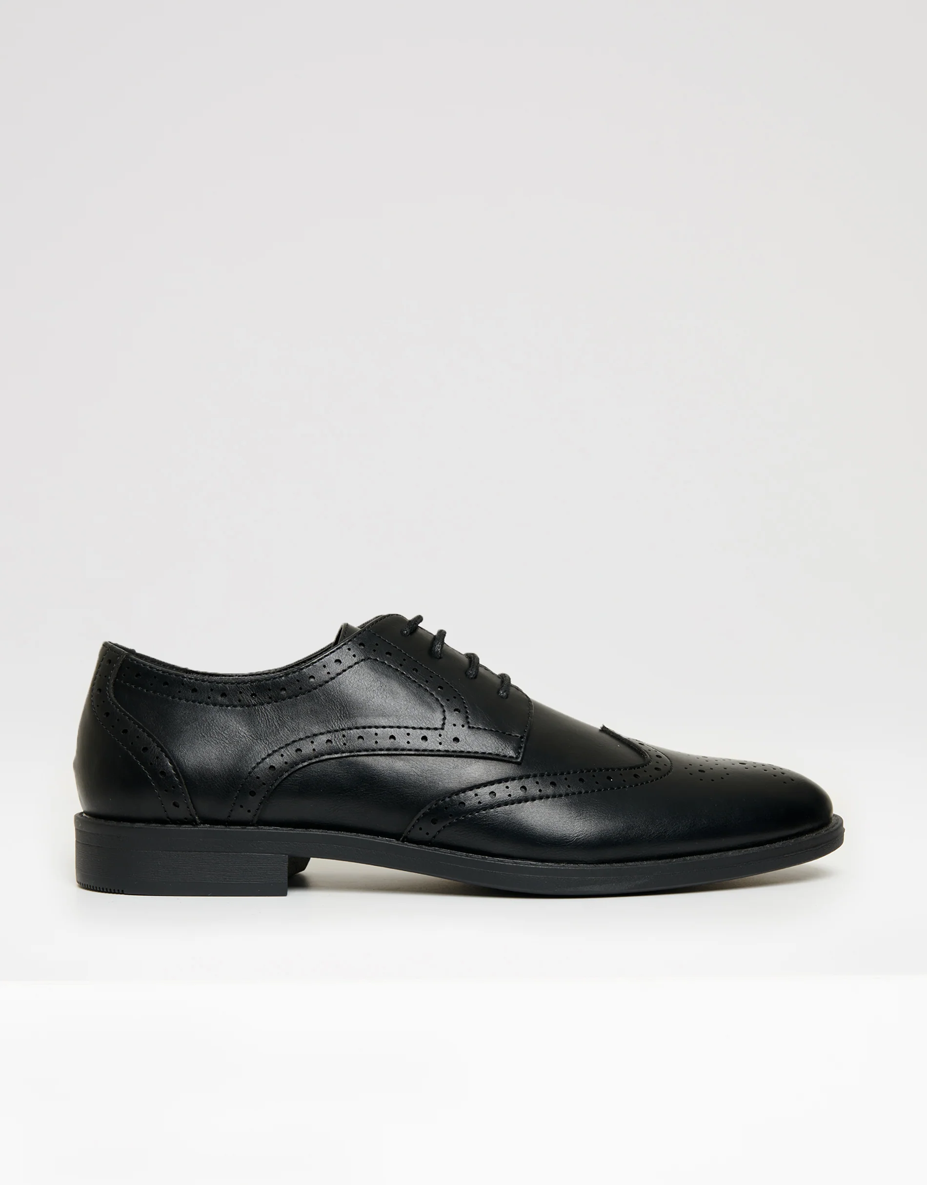 Faux Leather Brogues in Black