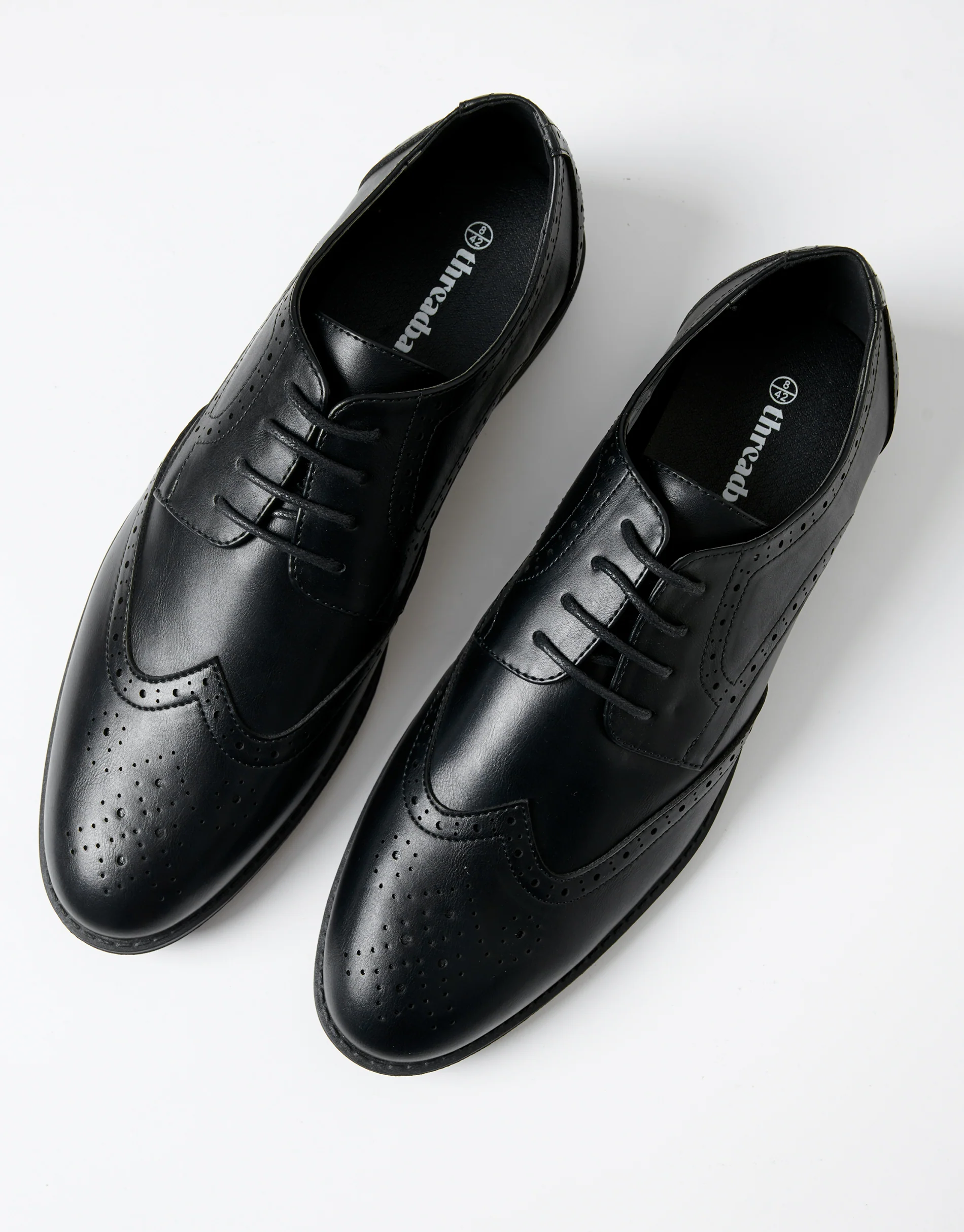 Faux Leather Brogues in Black - Image 2