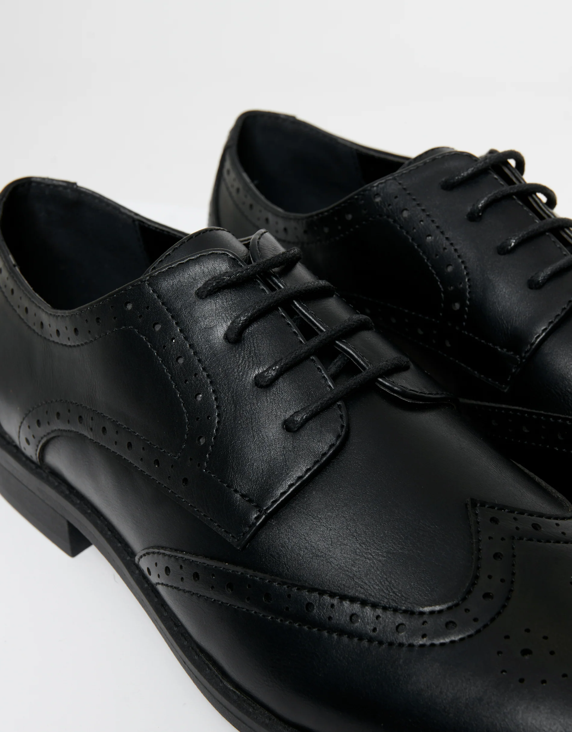 Faux Leather Brogues in Black - Image 3