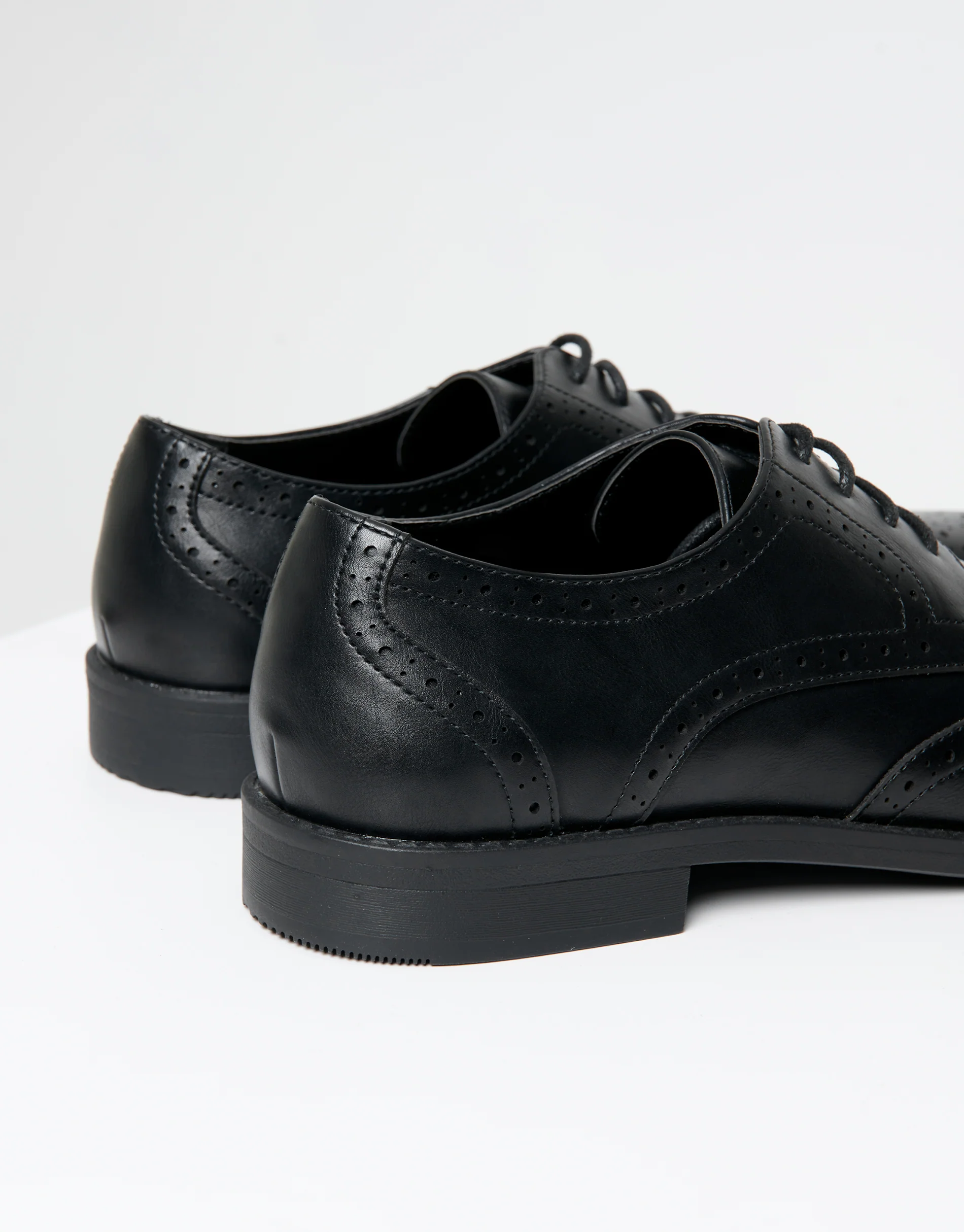 Faux Leather Brogues in Black - Image 4