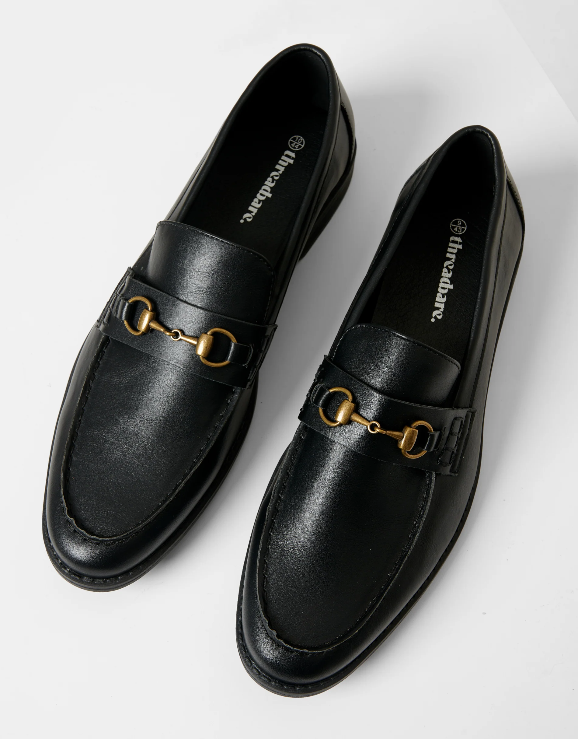 Faux Leather Snaffle Loafers in Black - Image 2