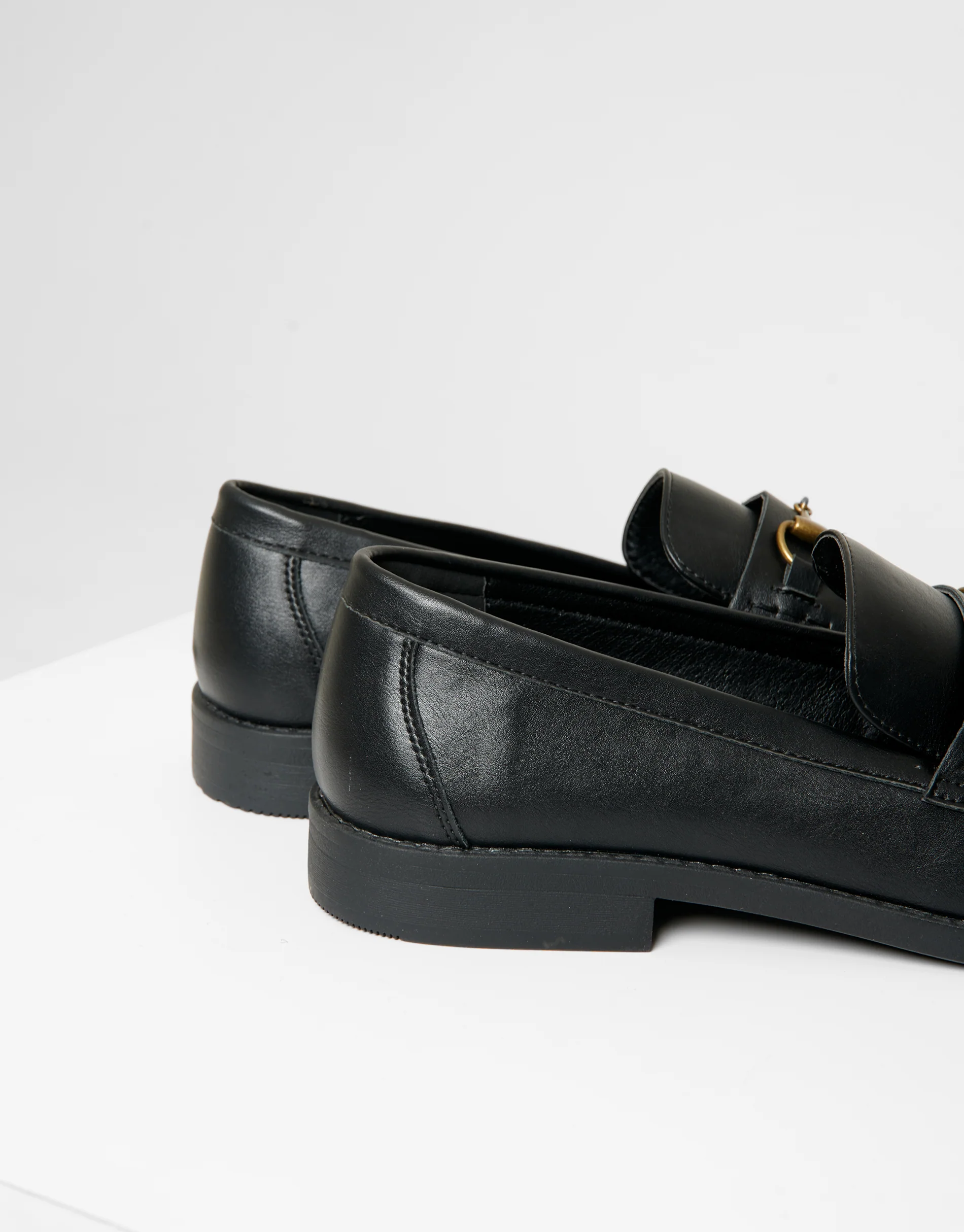 Faux Leather Snaffle Loafers in Black - Image 4