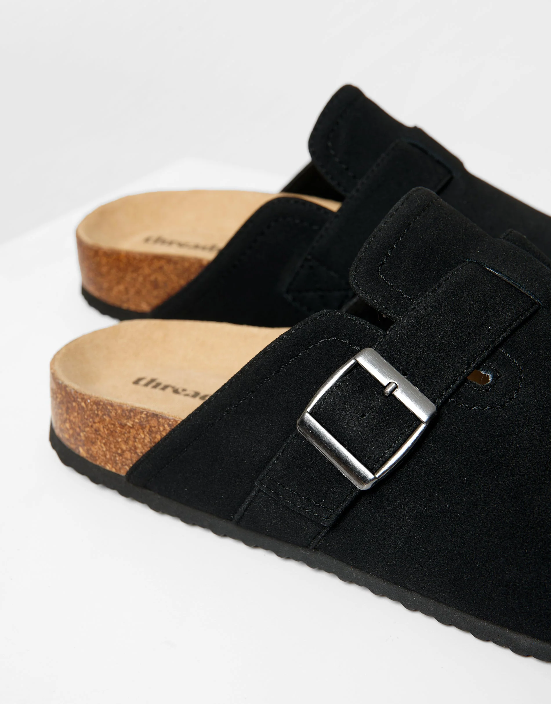 Faux Suede Mule Sandals in Black - Image 3