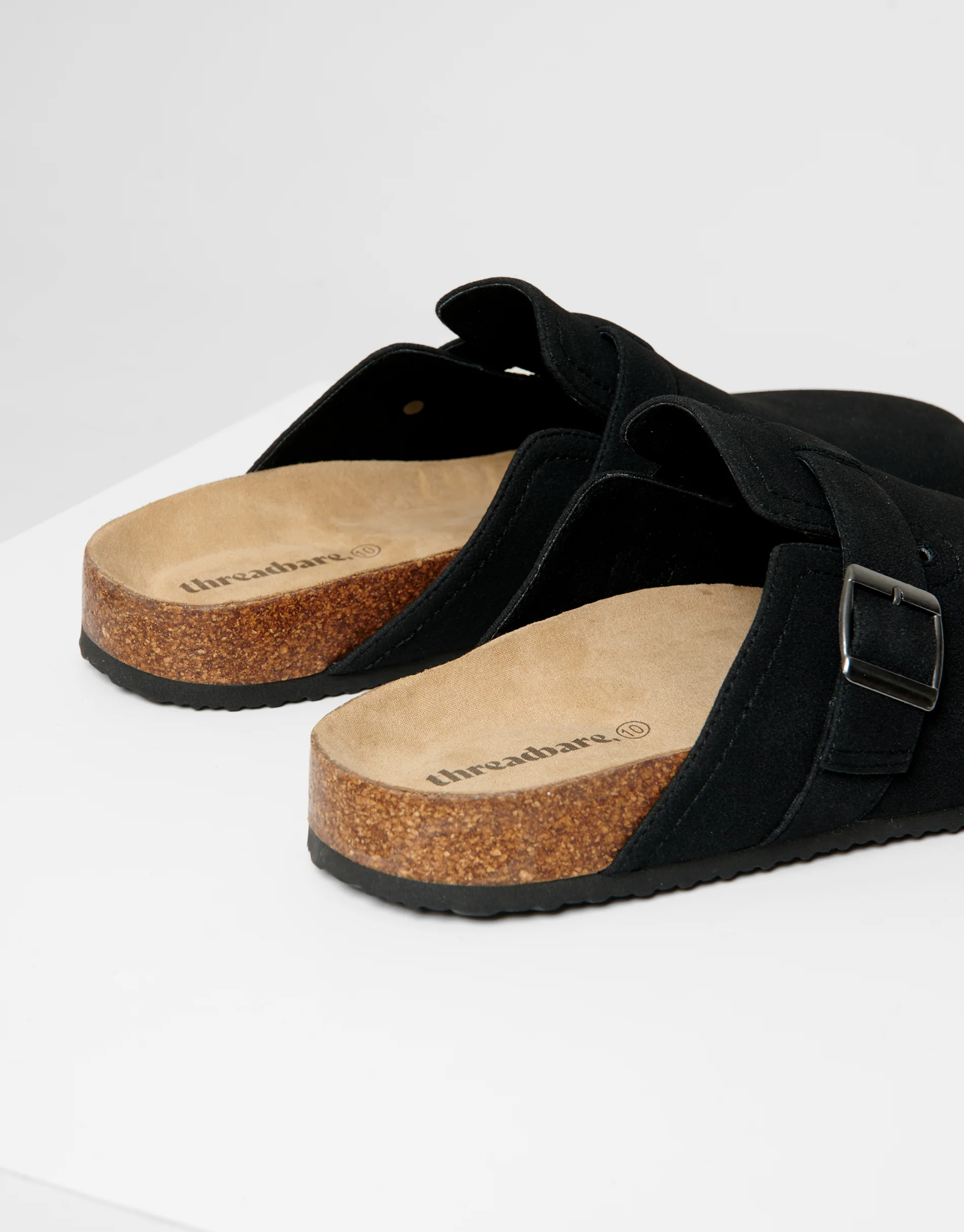 Faux Suede Mule Sandals in Black - Image 8