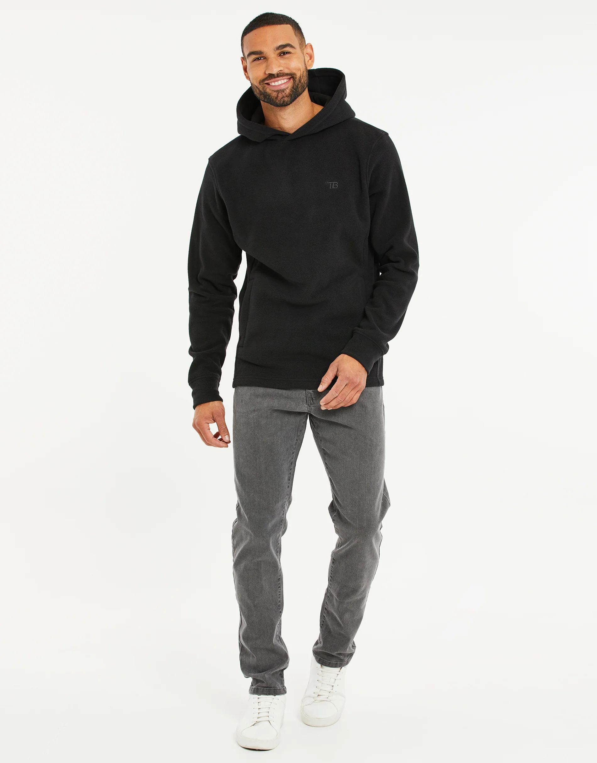 Microfleece Overhead Hoodie in Black - Image 3