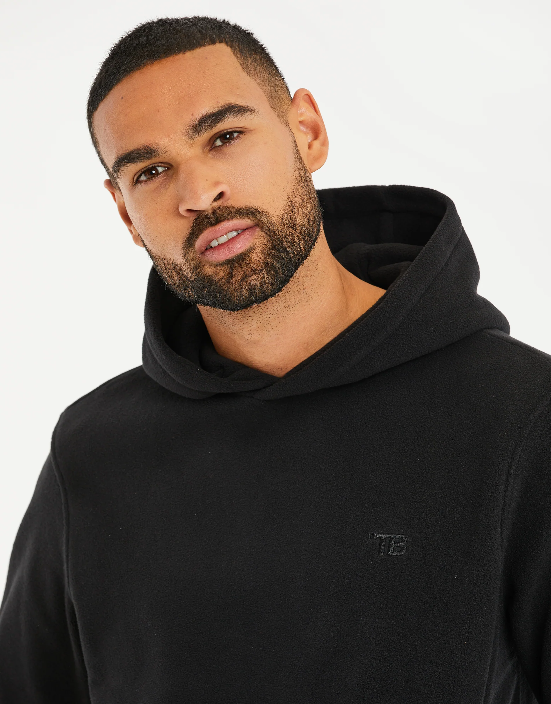Microfleece Overhead Hoodie in Black - Image 4