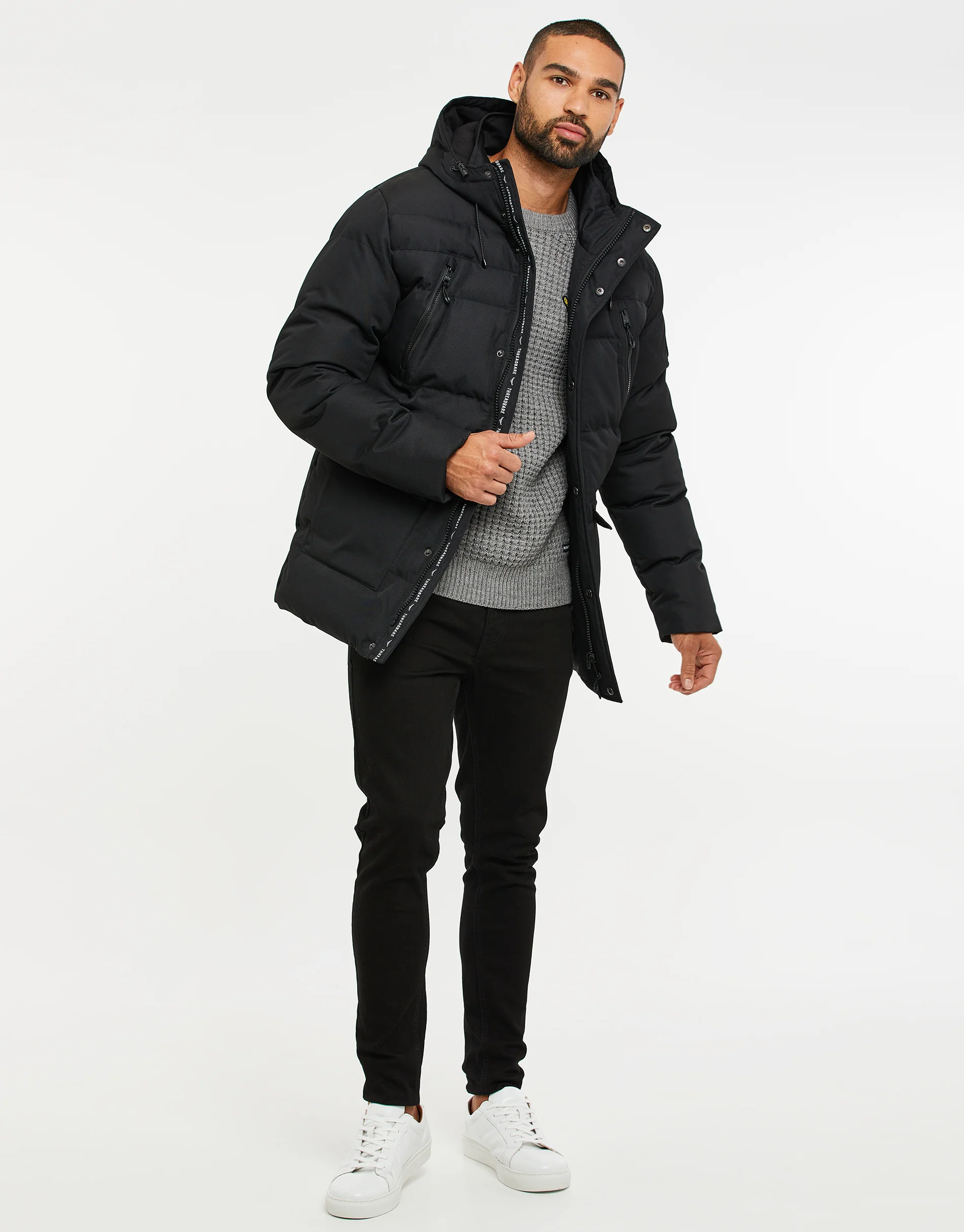 Hooded Padded Jacket in Black - Image 3