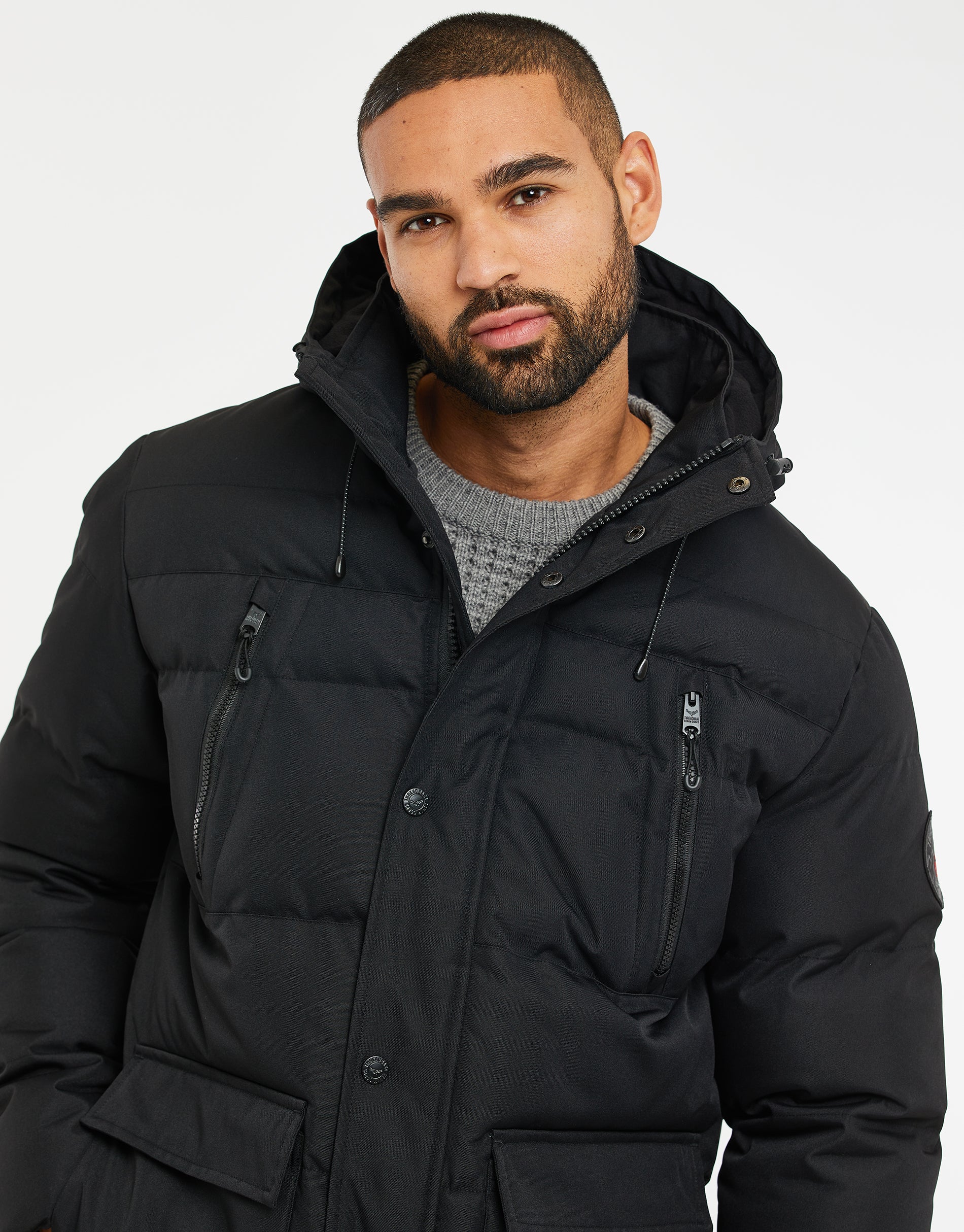 Hooded Padded Jacket in Black - Image 4