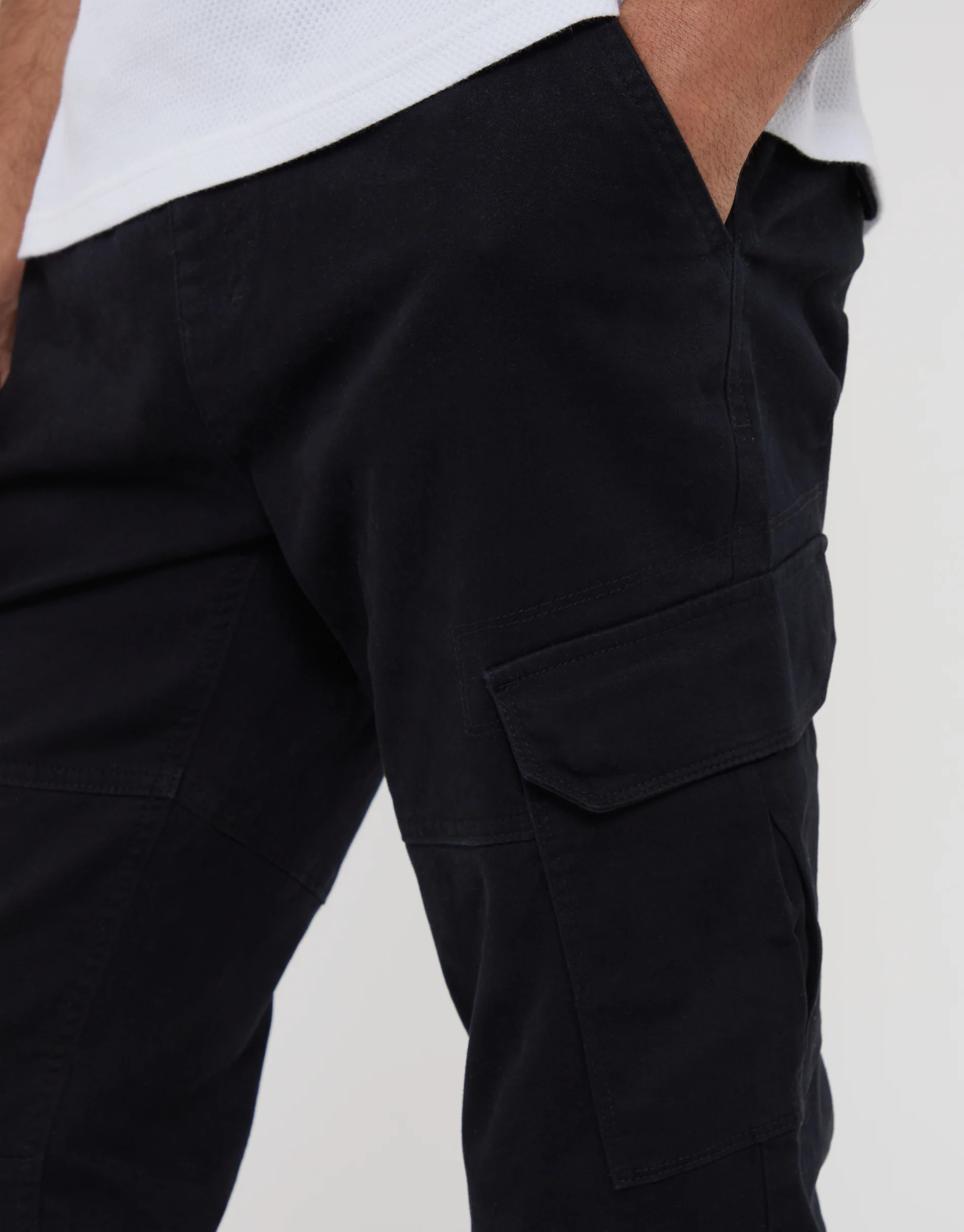 Jogger Style Cargo Trousers in Black - Image 4