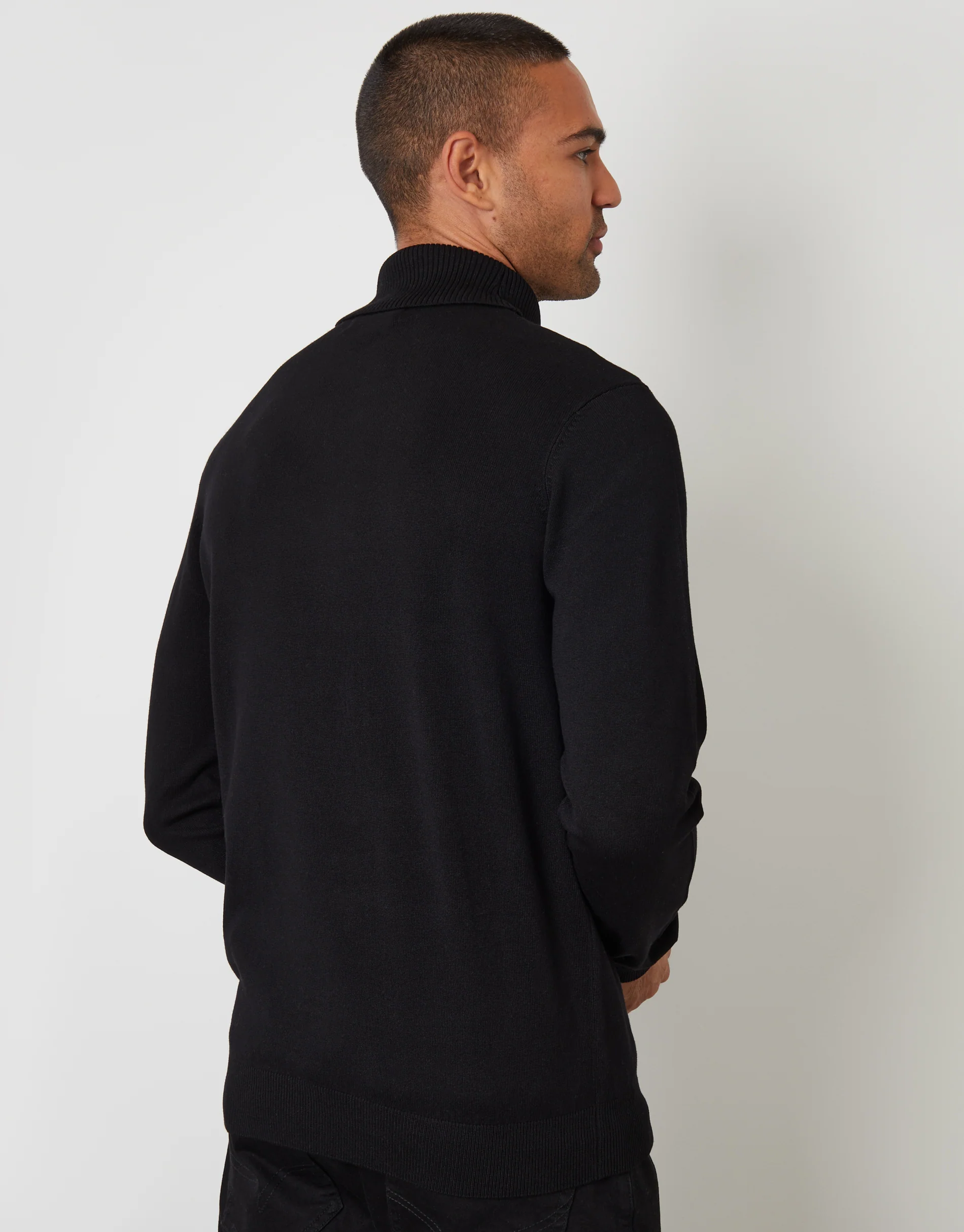 Knitted Roll Neck Jumper in Black - Image 2