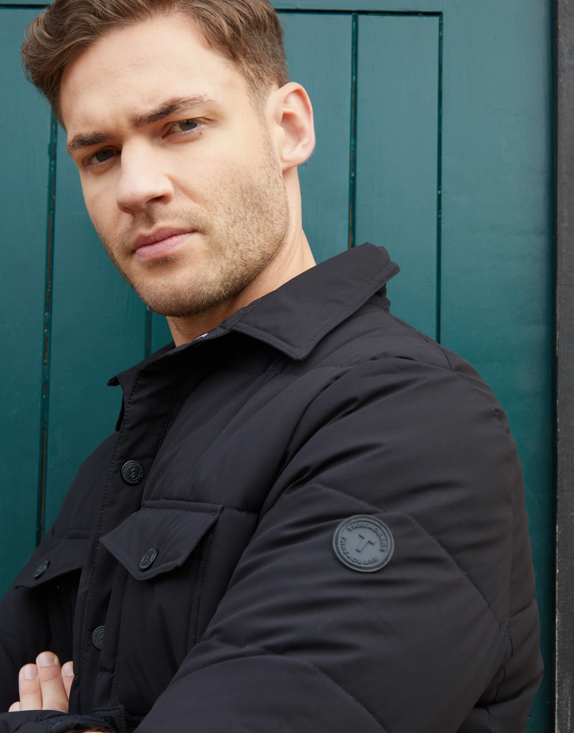 Lightweight Collared Quilted Jacket in Black - Image 4