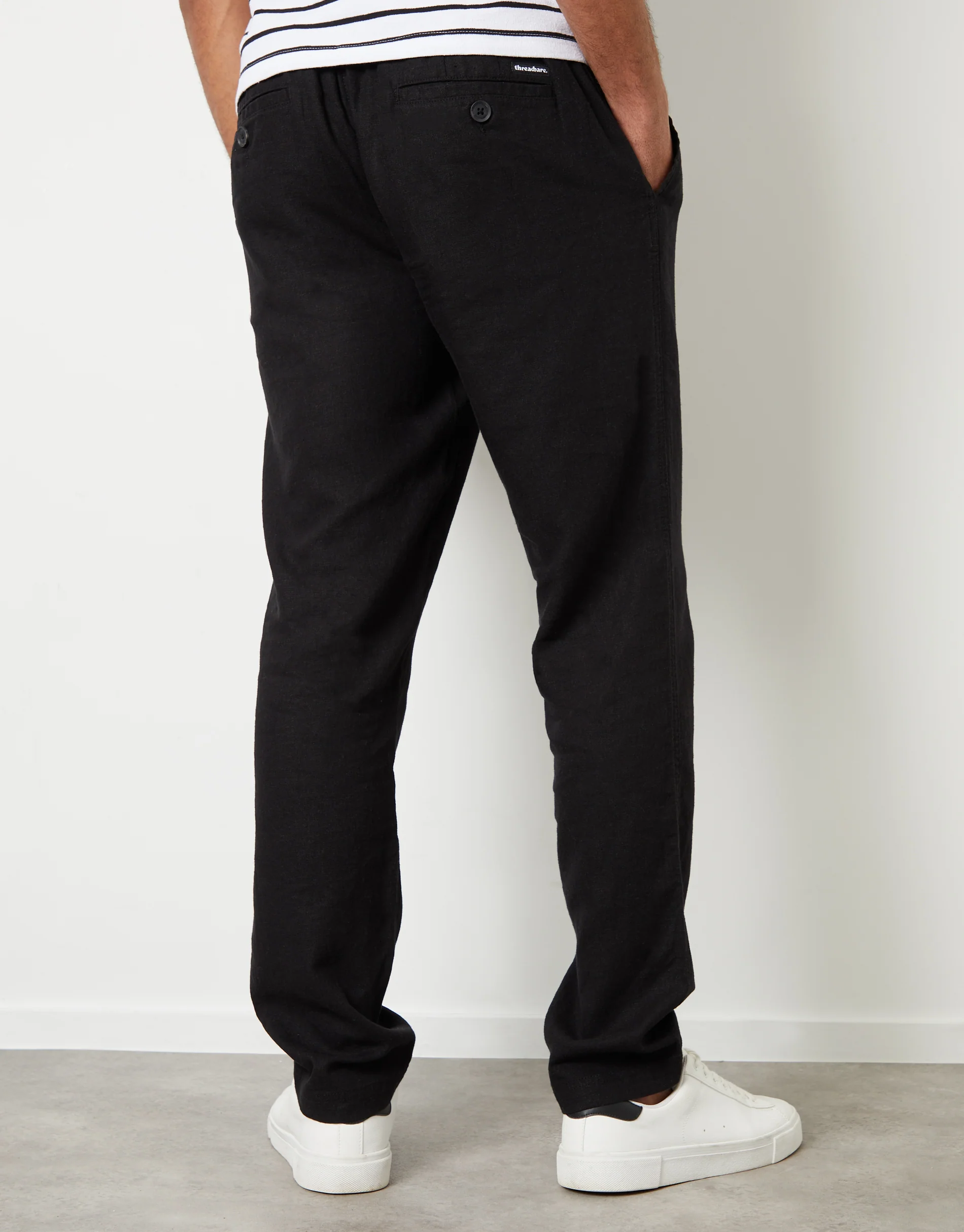 Linen Blend Trousers in Black - Image 3