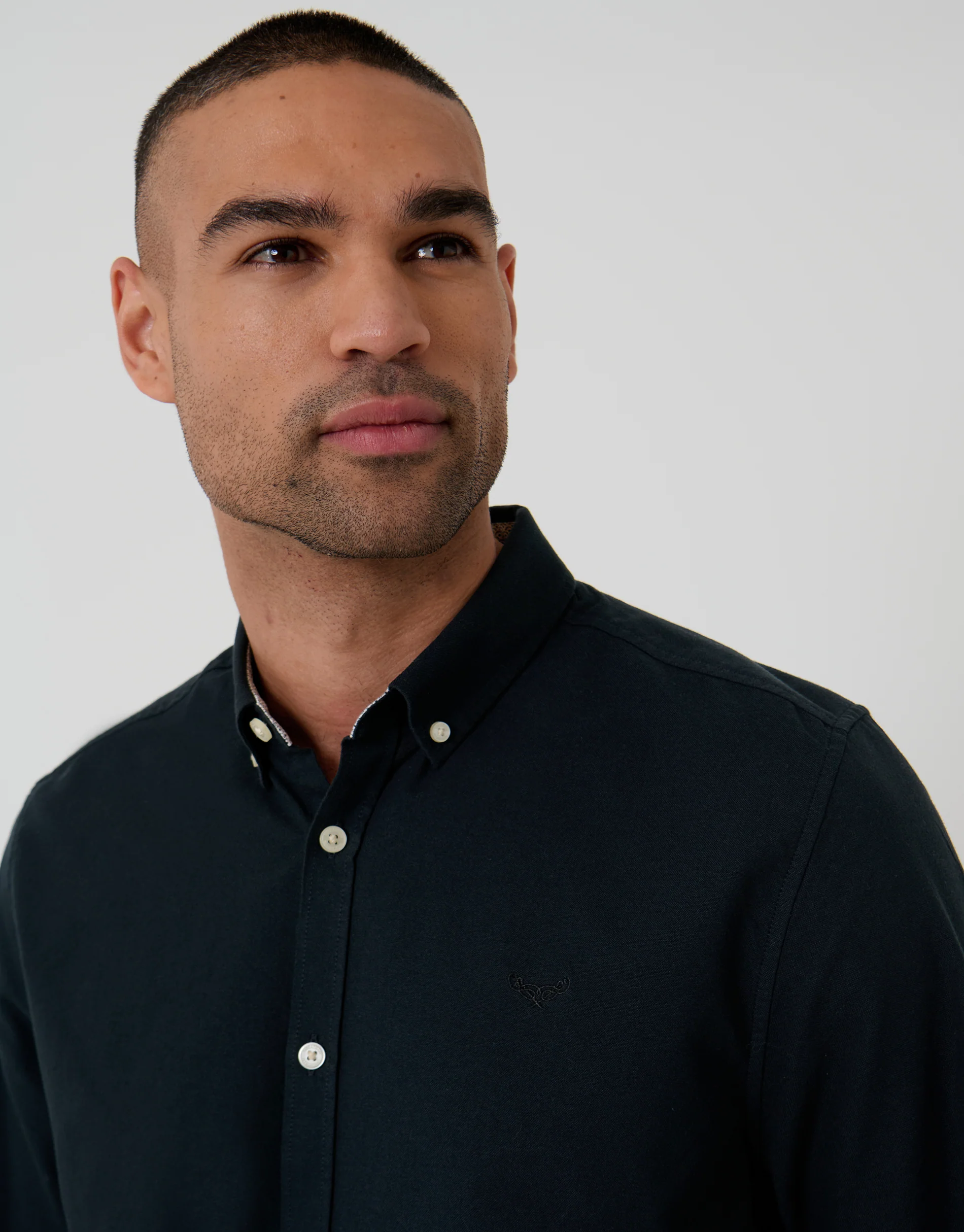 Cotton Long Sleeve Shirt in Black - Image 4