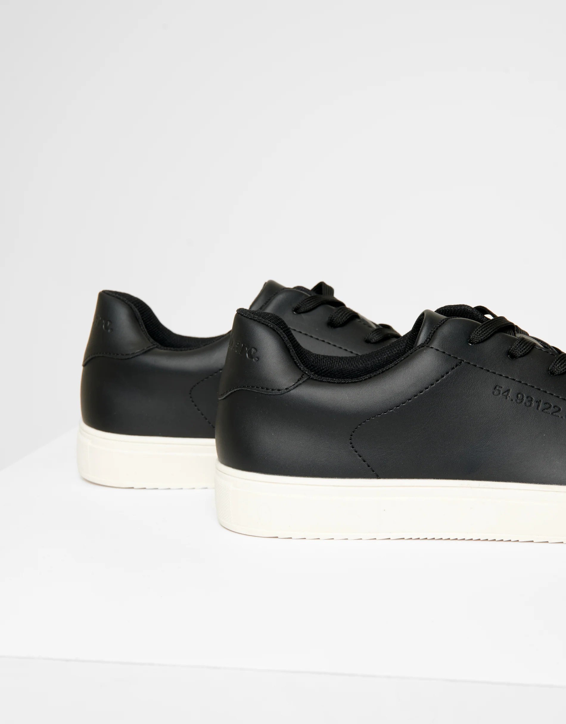 PU Court Trainers in Black - Image 4