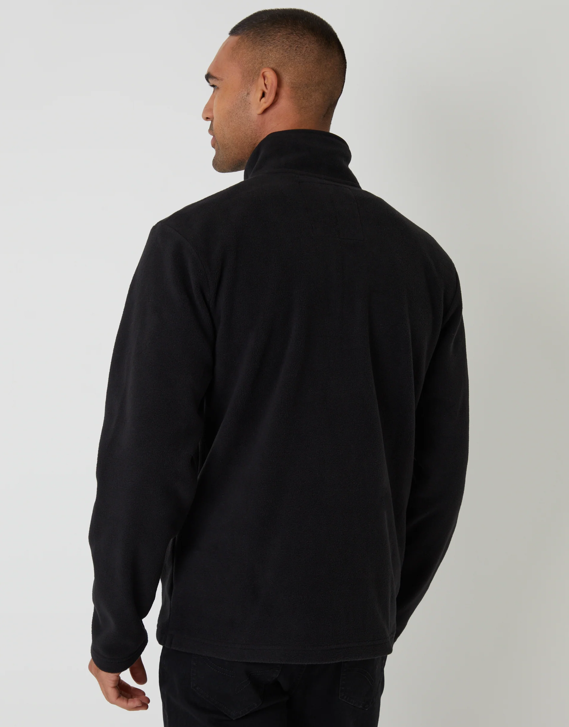 Quarter Zip Microfleece Sweatshirt in Black - Image 2