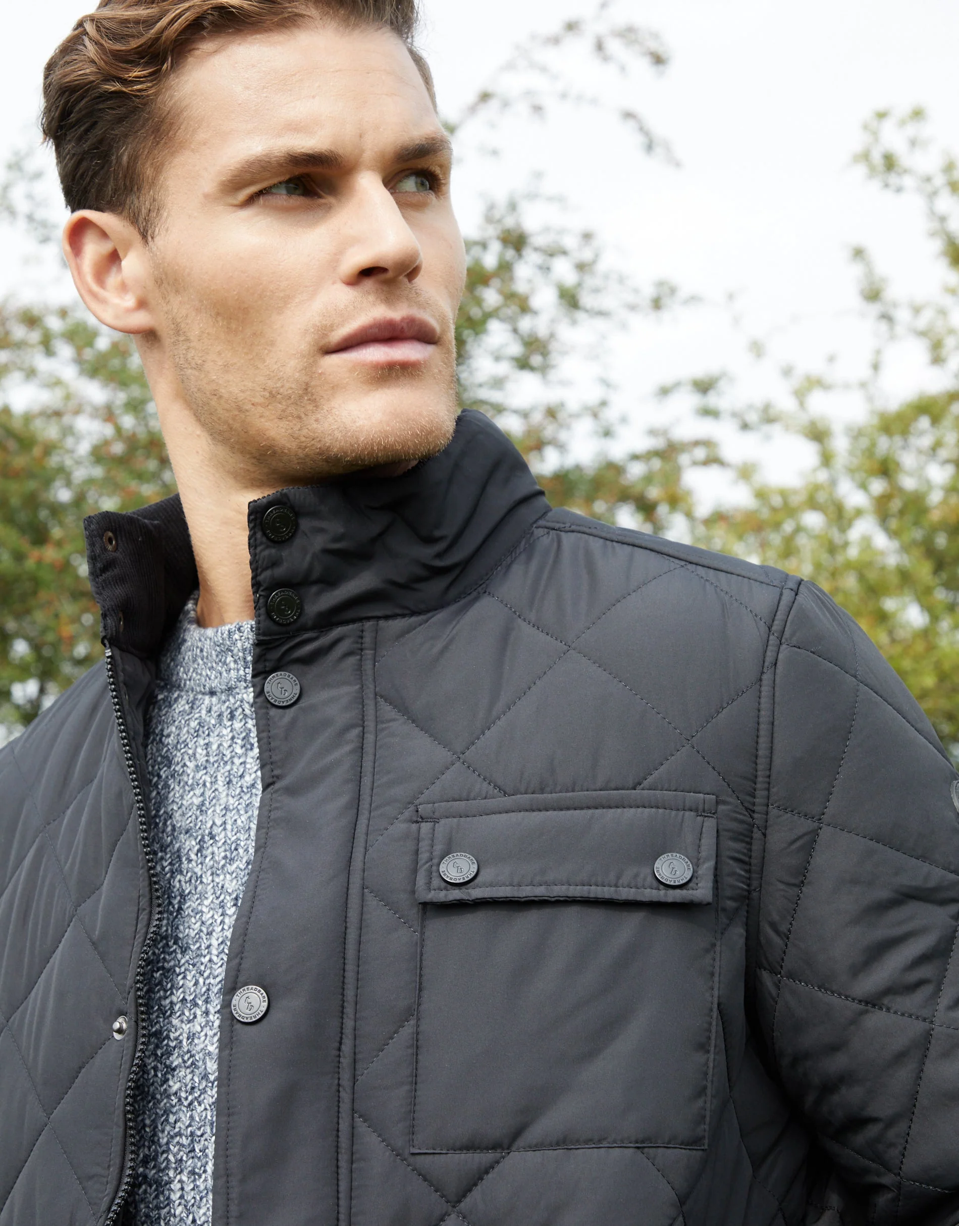 Showerproof Diamond Quilted Jacket in Black - Image 4