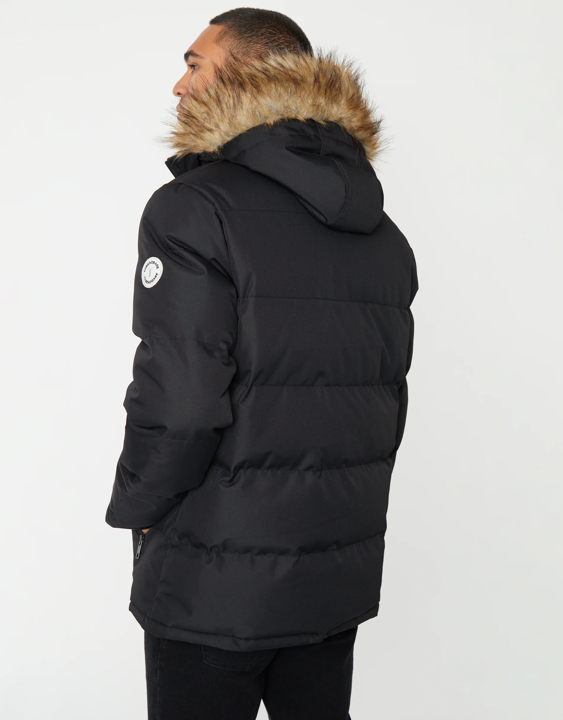 Showerproof Padded Parka Jacket in Black - Image 2