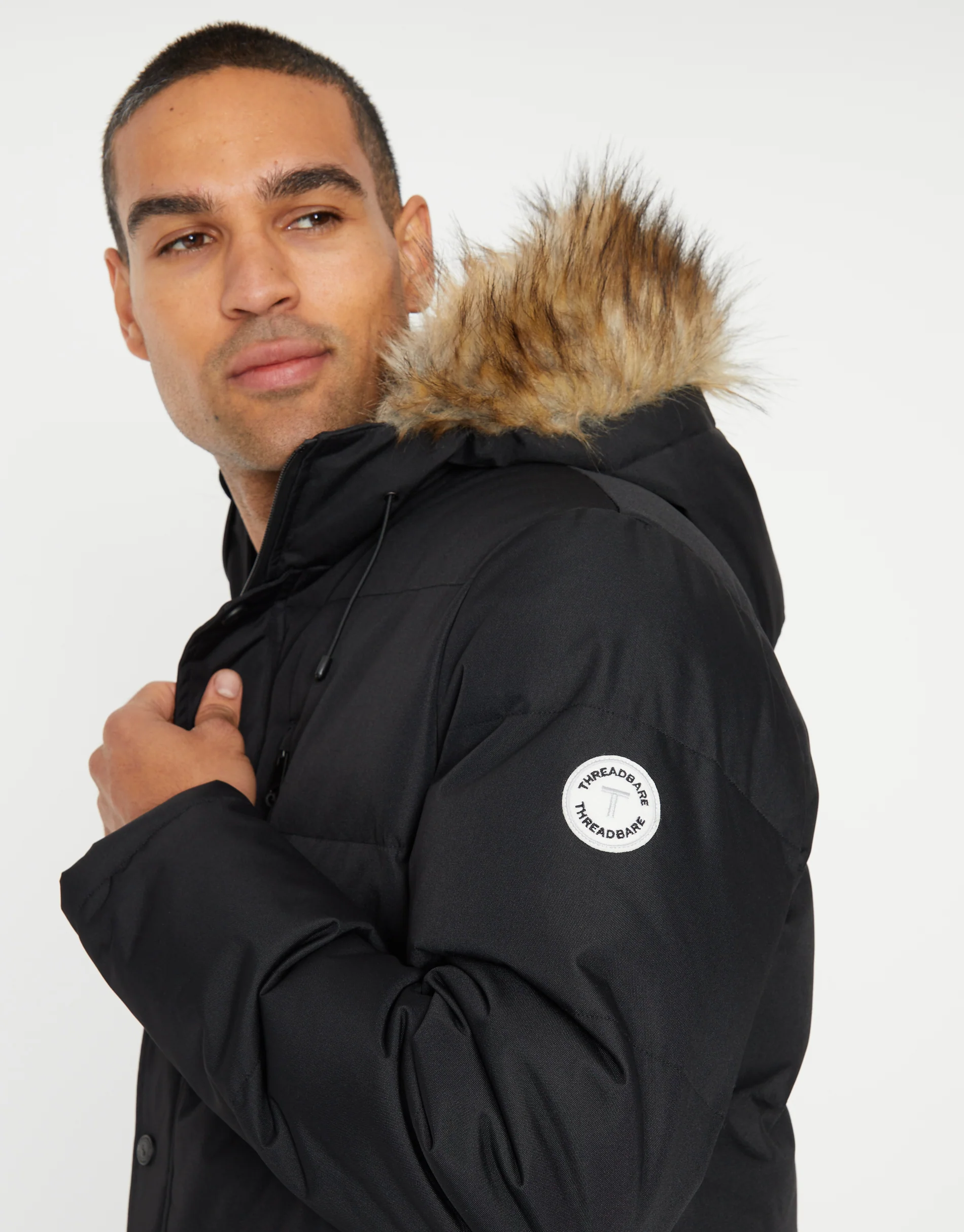 Showerproof Padded Parka Jacket in Black - Image 4