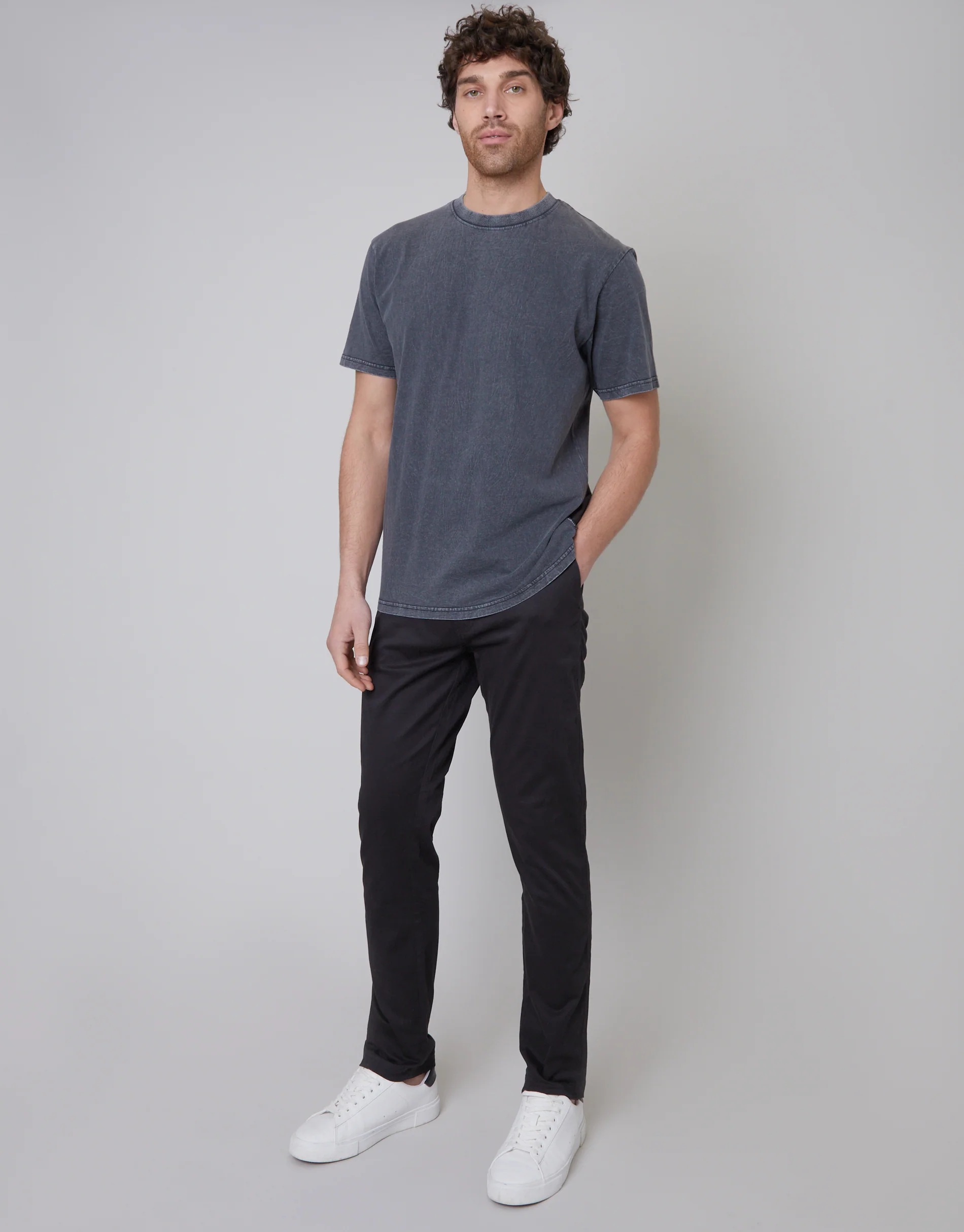 Slim Fit Chino Trousers in Black