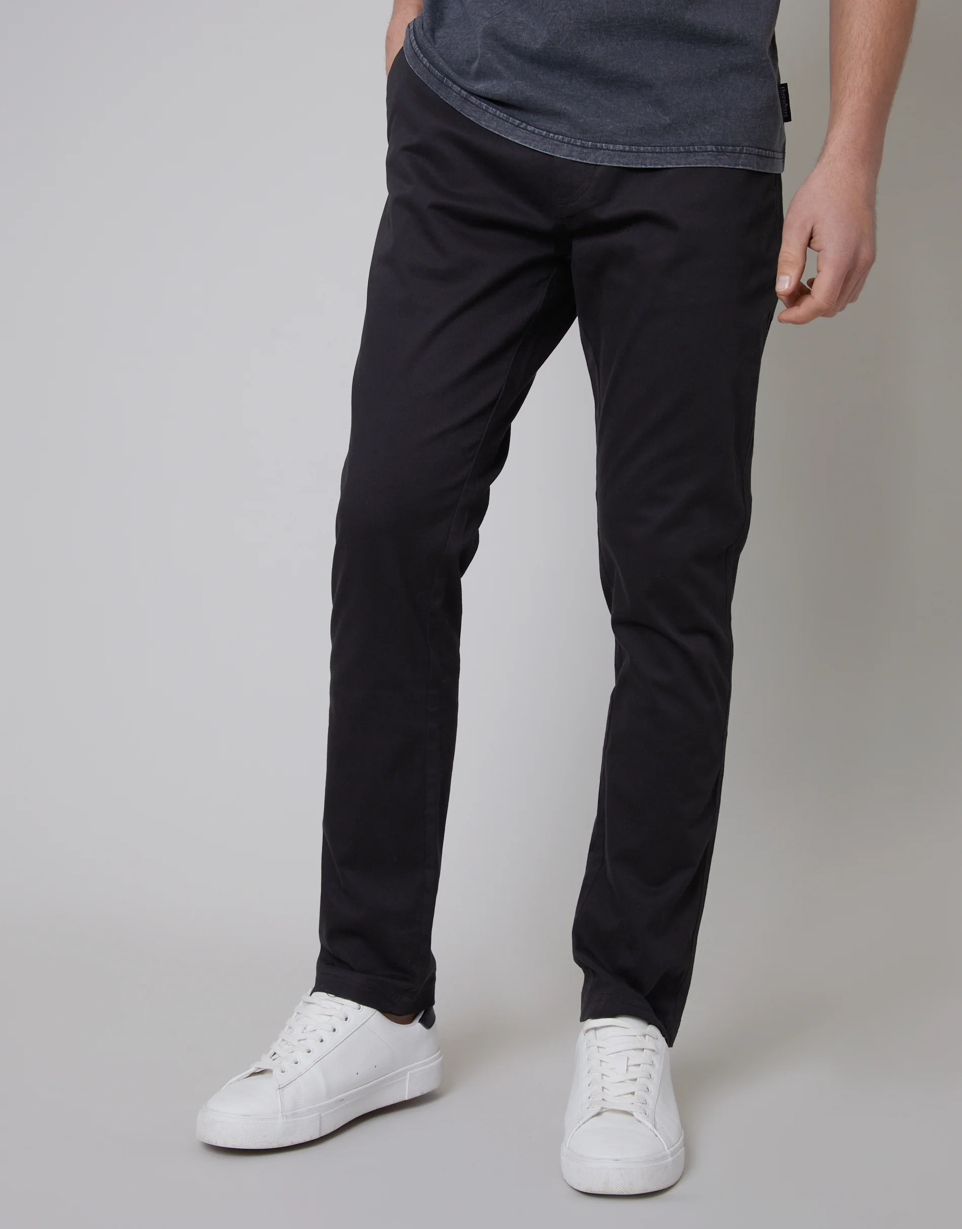 Slim Fit Chino Trousers in Black - Image 2