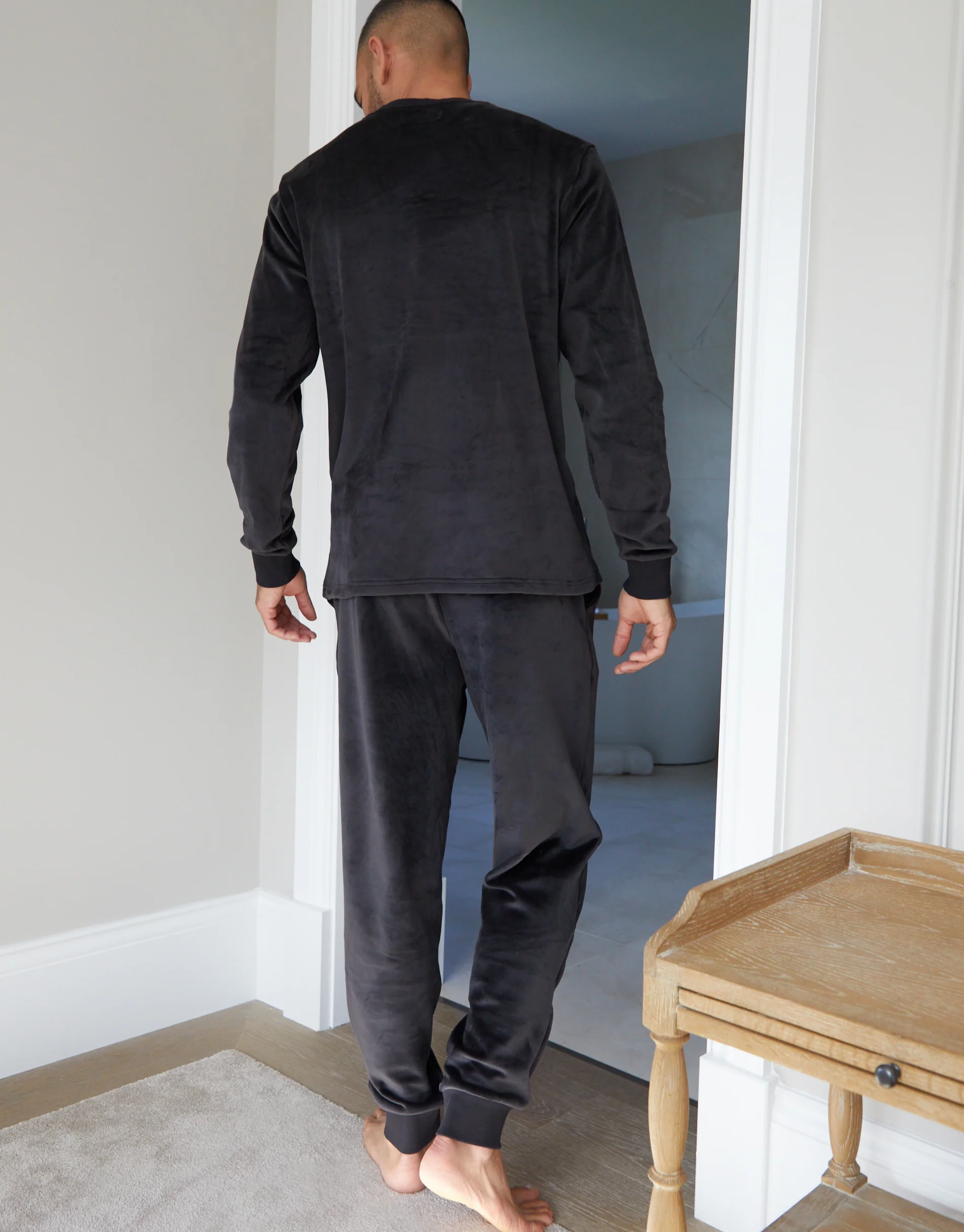 Soft Touch Velour Loungewear Set in Black - Image 2