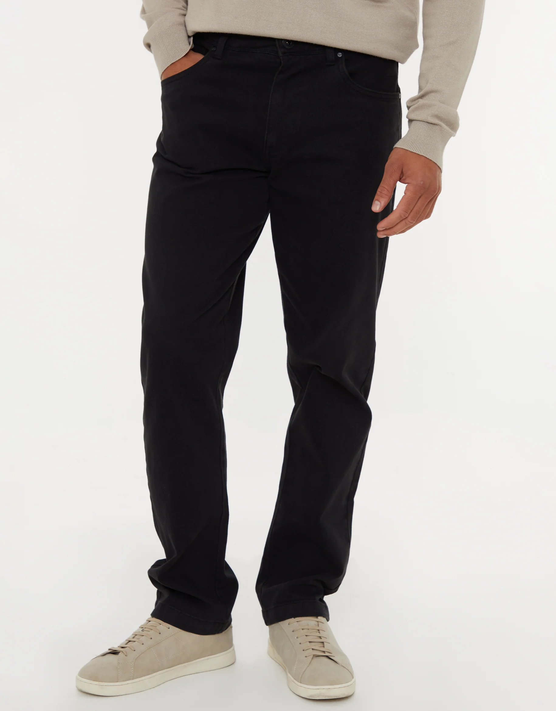 Straight Leg Canvas Trousers in Black - Image 2