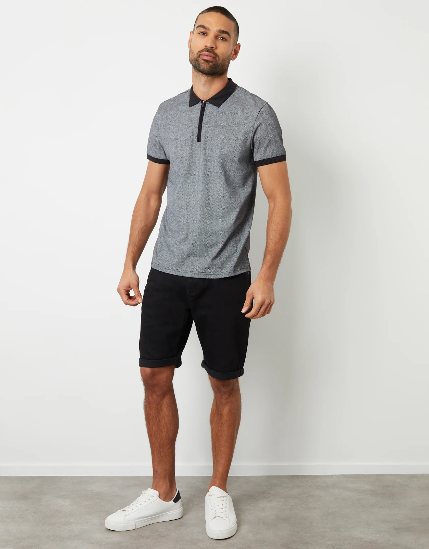 Denim Shorts in Black - Image 4