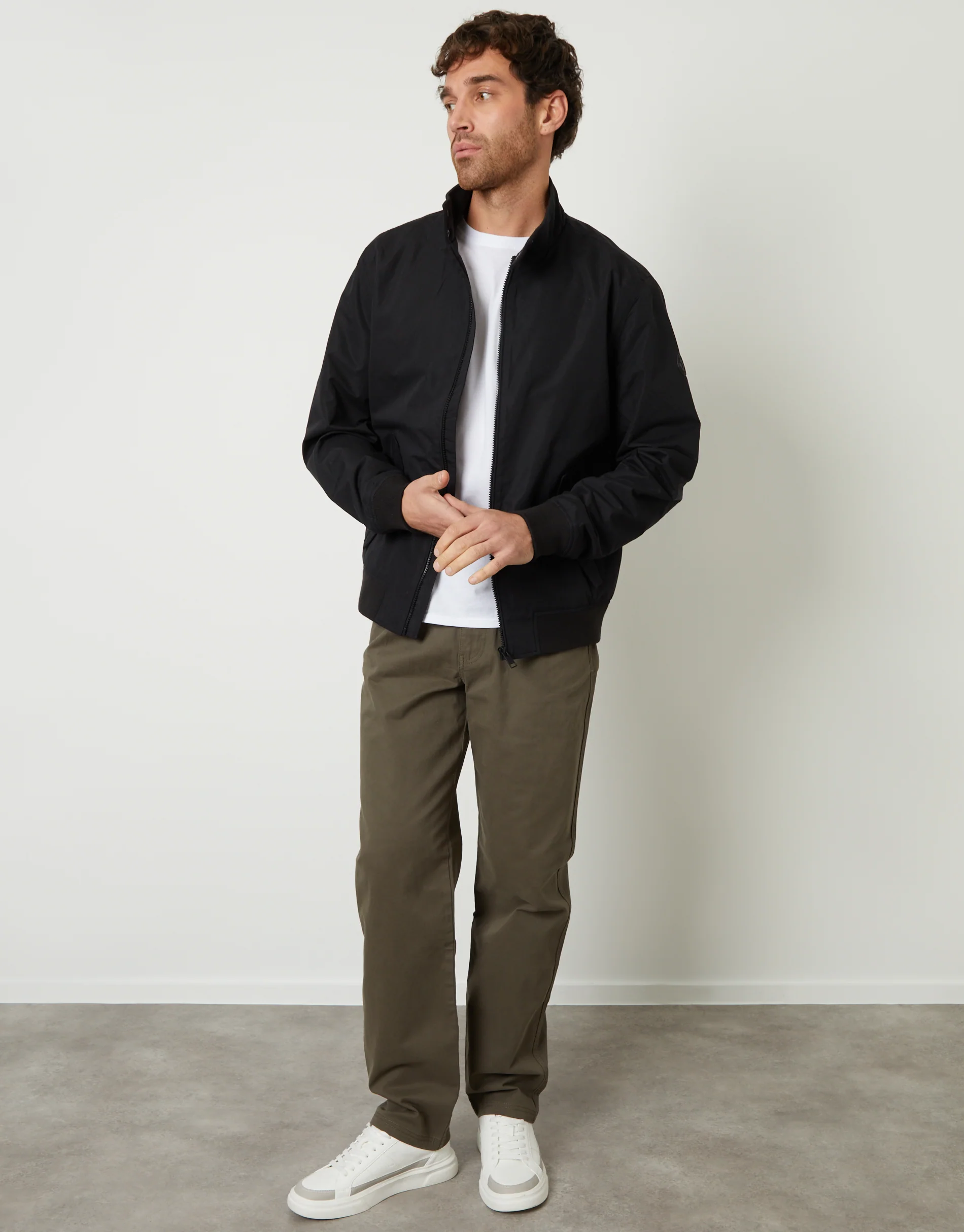 Zip Up Harrington Jacket in Black - Image 3