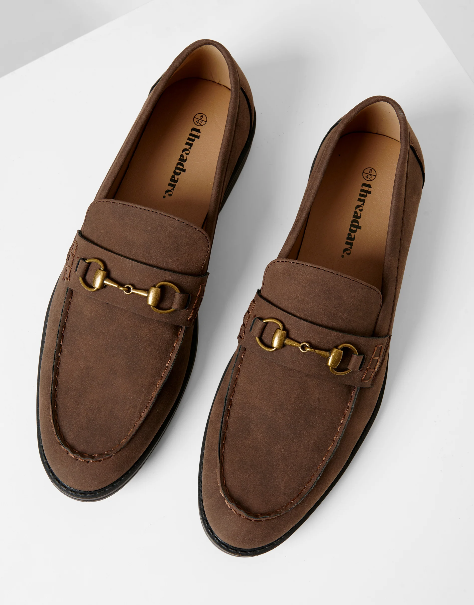 Faux Suede Snaffle Loafers in Brown - Image 2