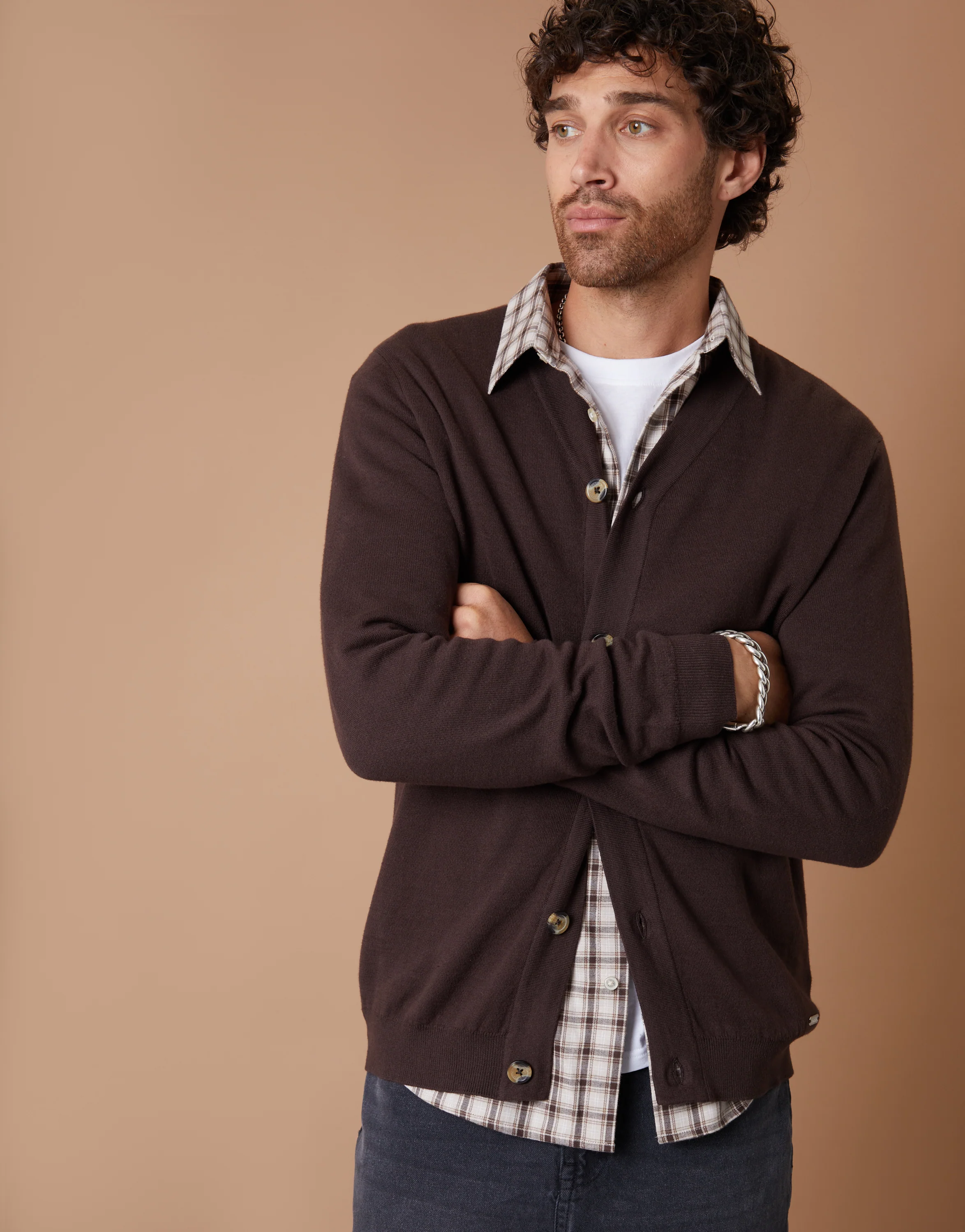 Knitted Cardigan in Brown - Image 5