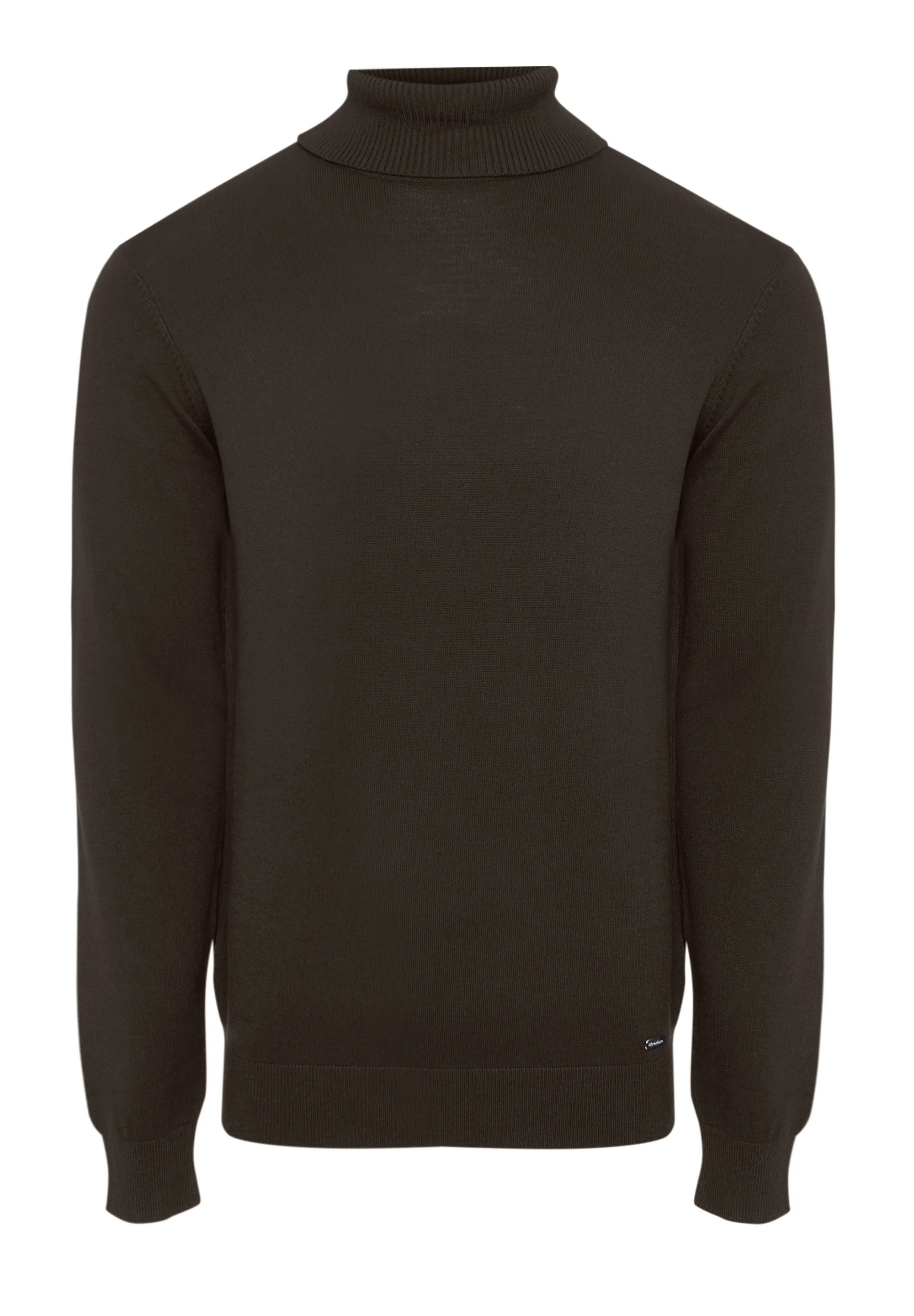Knitted Roll Neck Jumper in Brown - Image 5