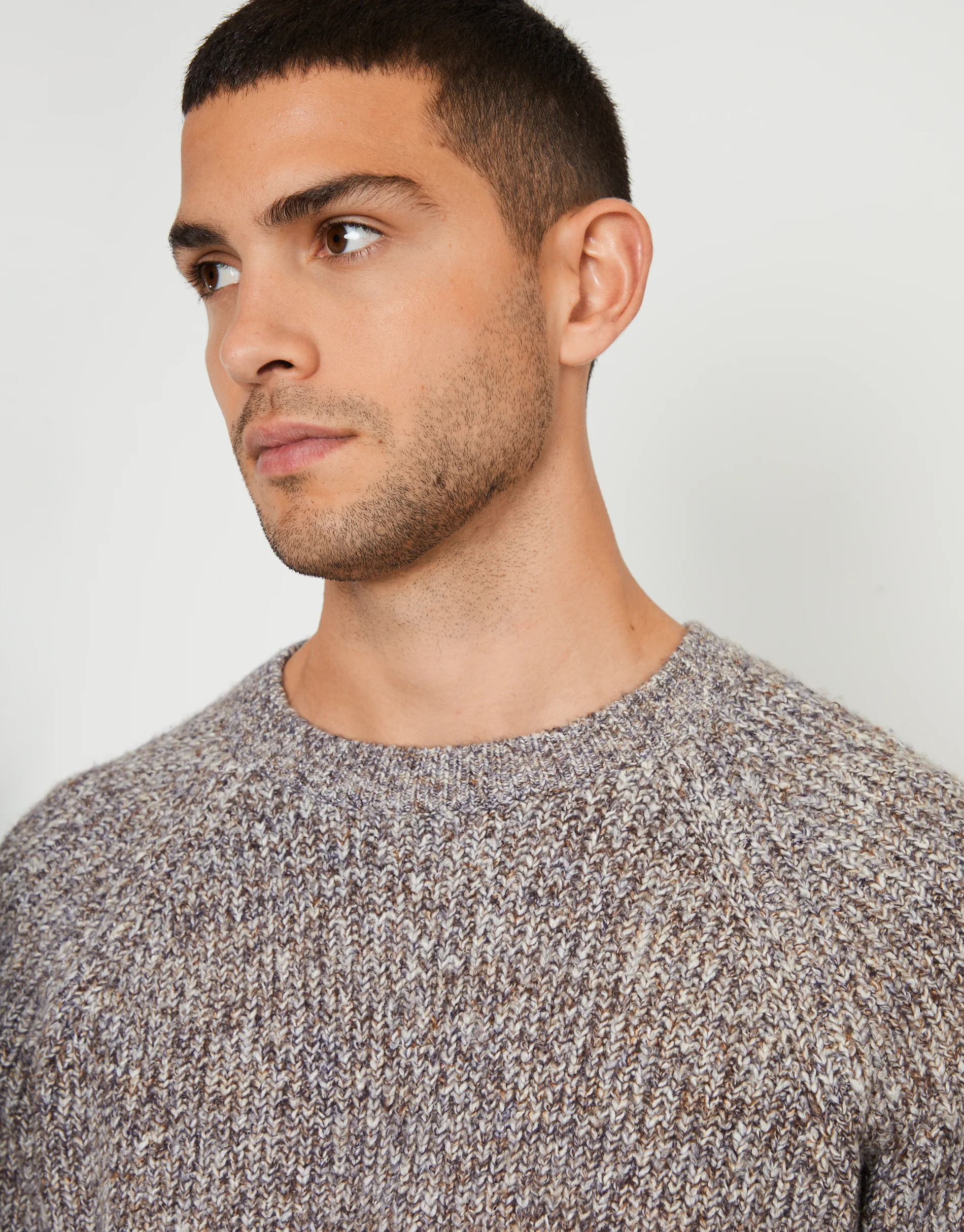 Raglan Sleeve Crew Neck Jumper in Brown - Image 6