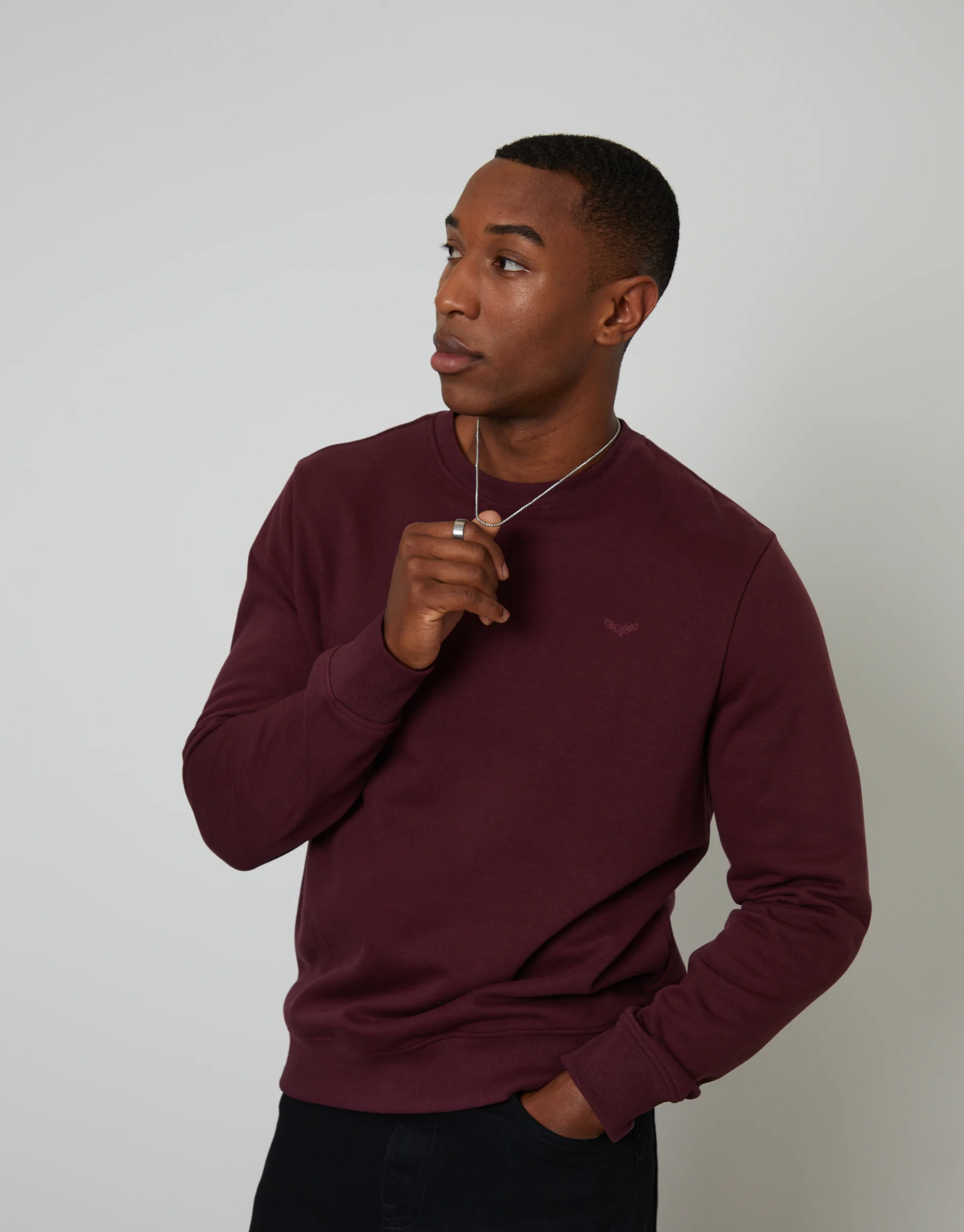 Crew Neck Sweatshirt in Burgundy