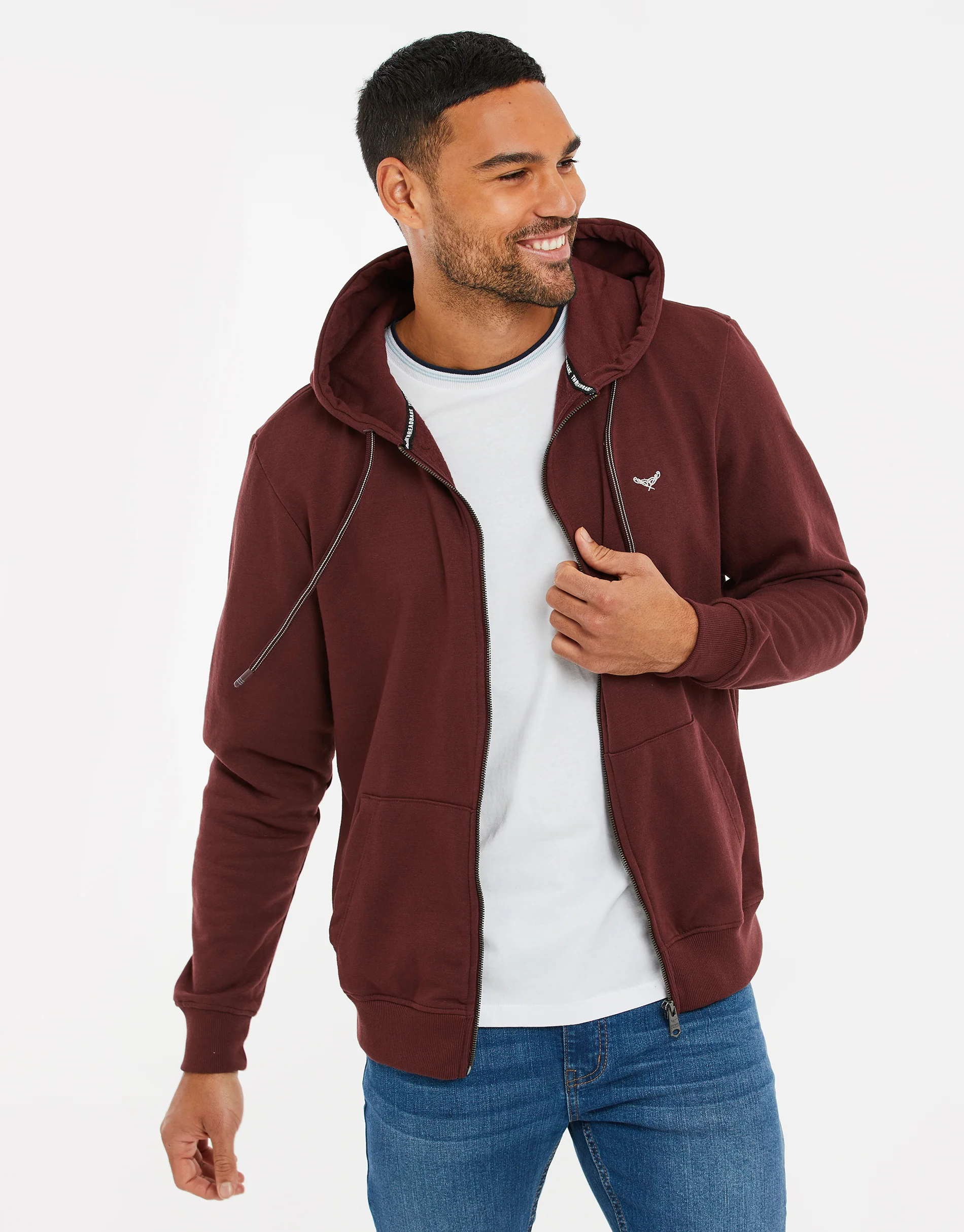 Zip-Through Hoodie in Burgundy