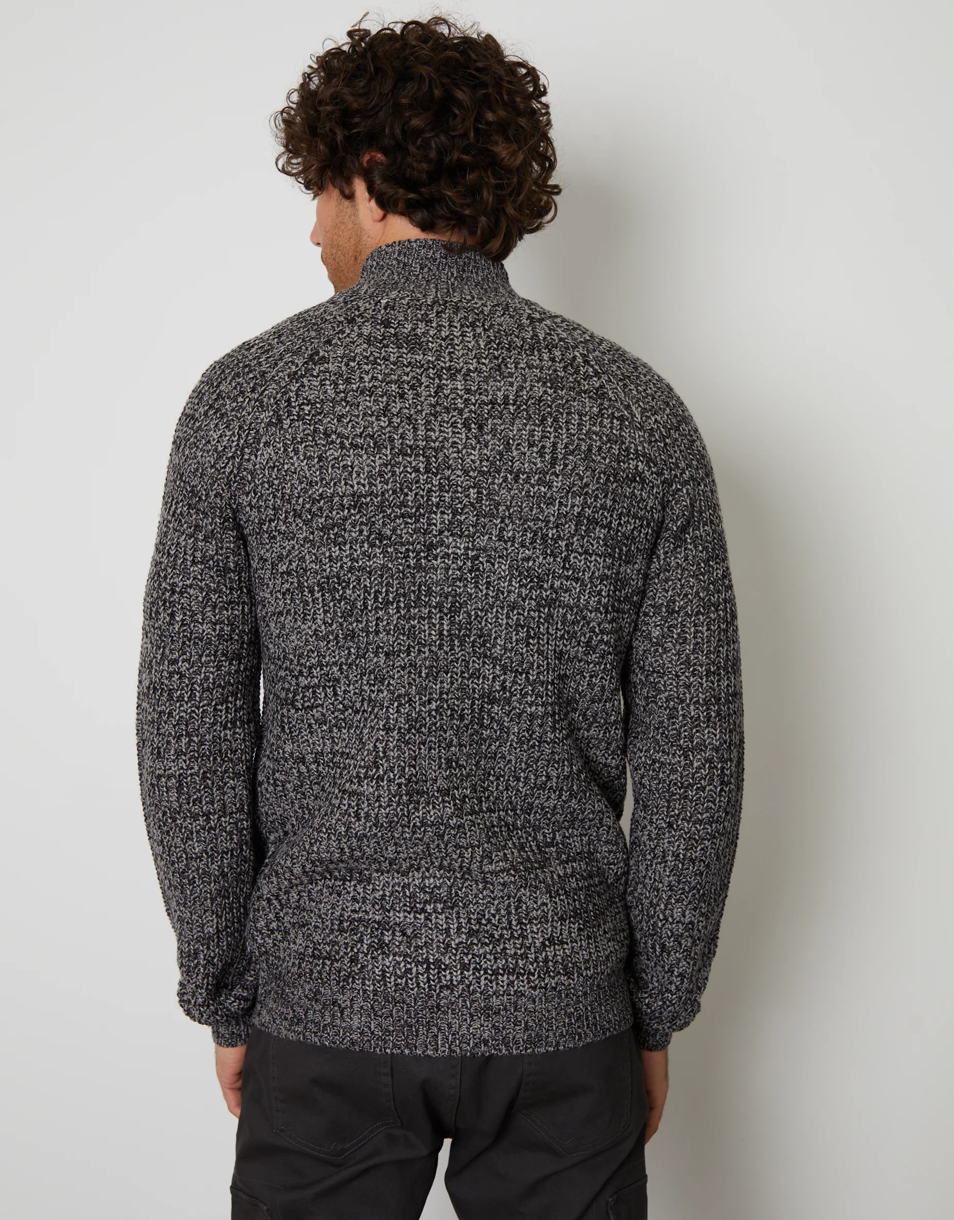 Full-Zip Cardigan in Charcoal Grey - Image 2