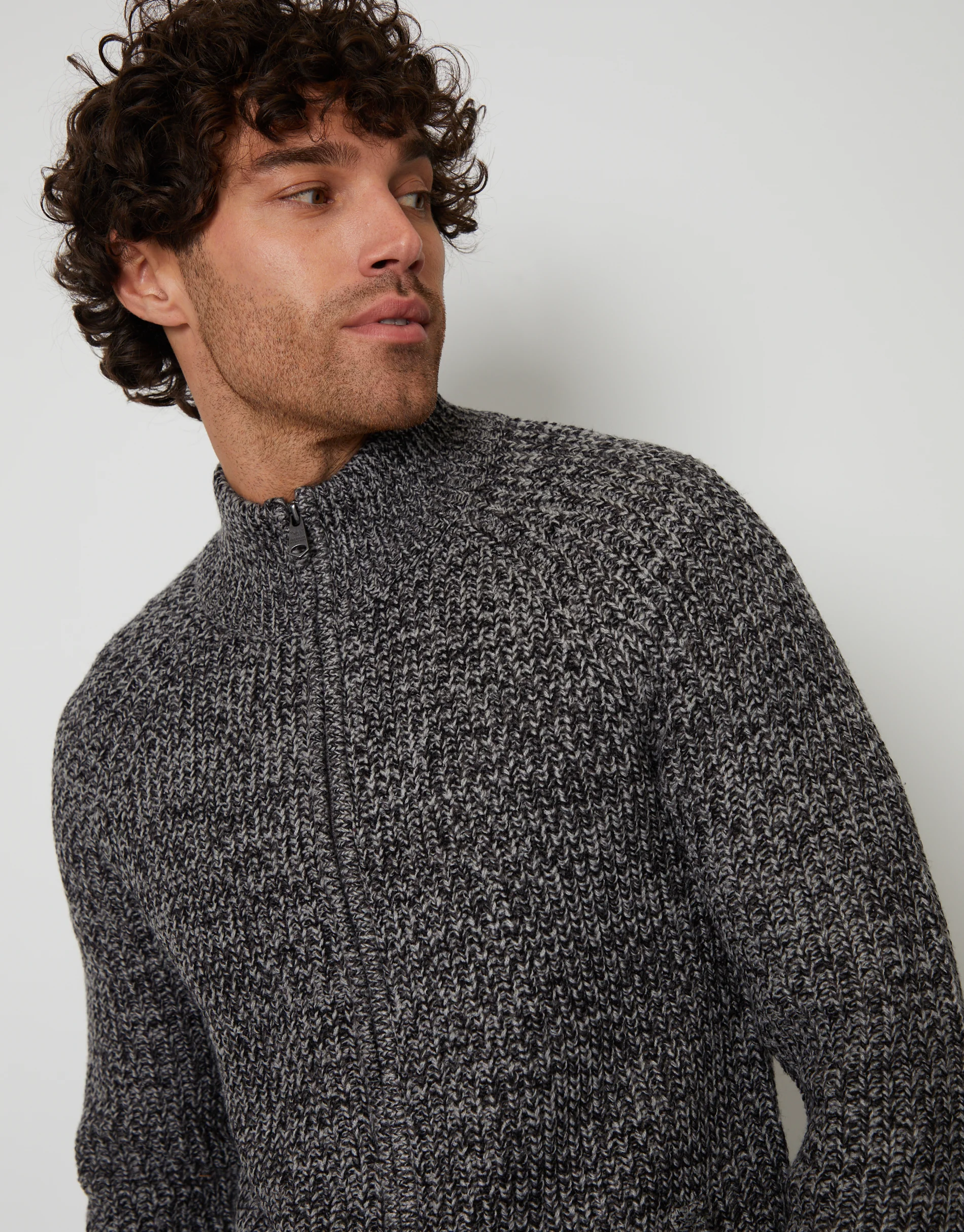 Full-Zip Cardigan in Charcoal Grey - Image 4