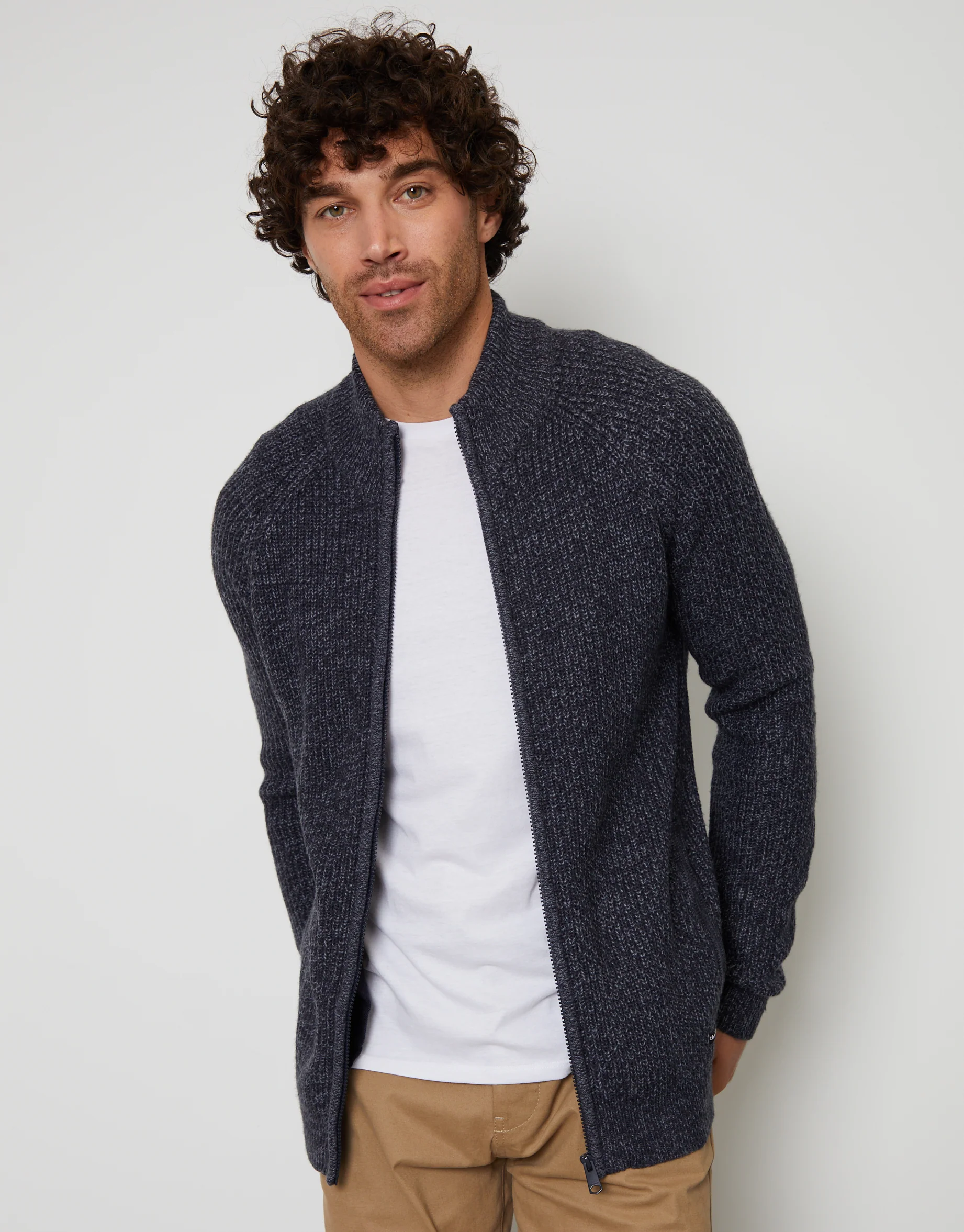 Full-Zip Cardigan in Navy