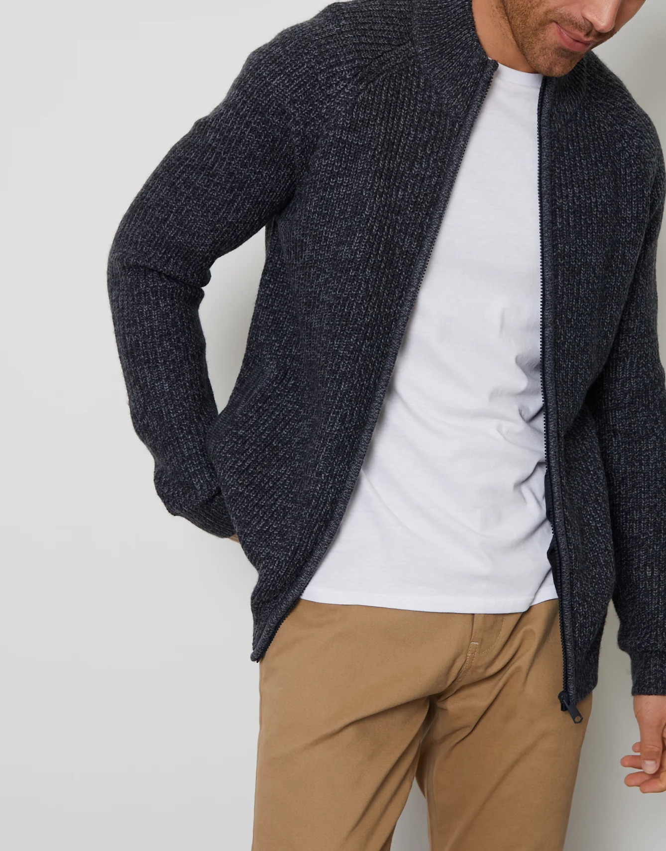 Full-Zip Cardigan in Navy - Image 4